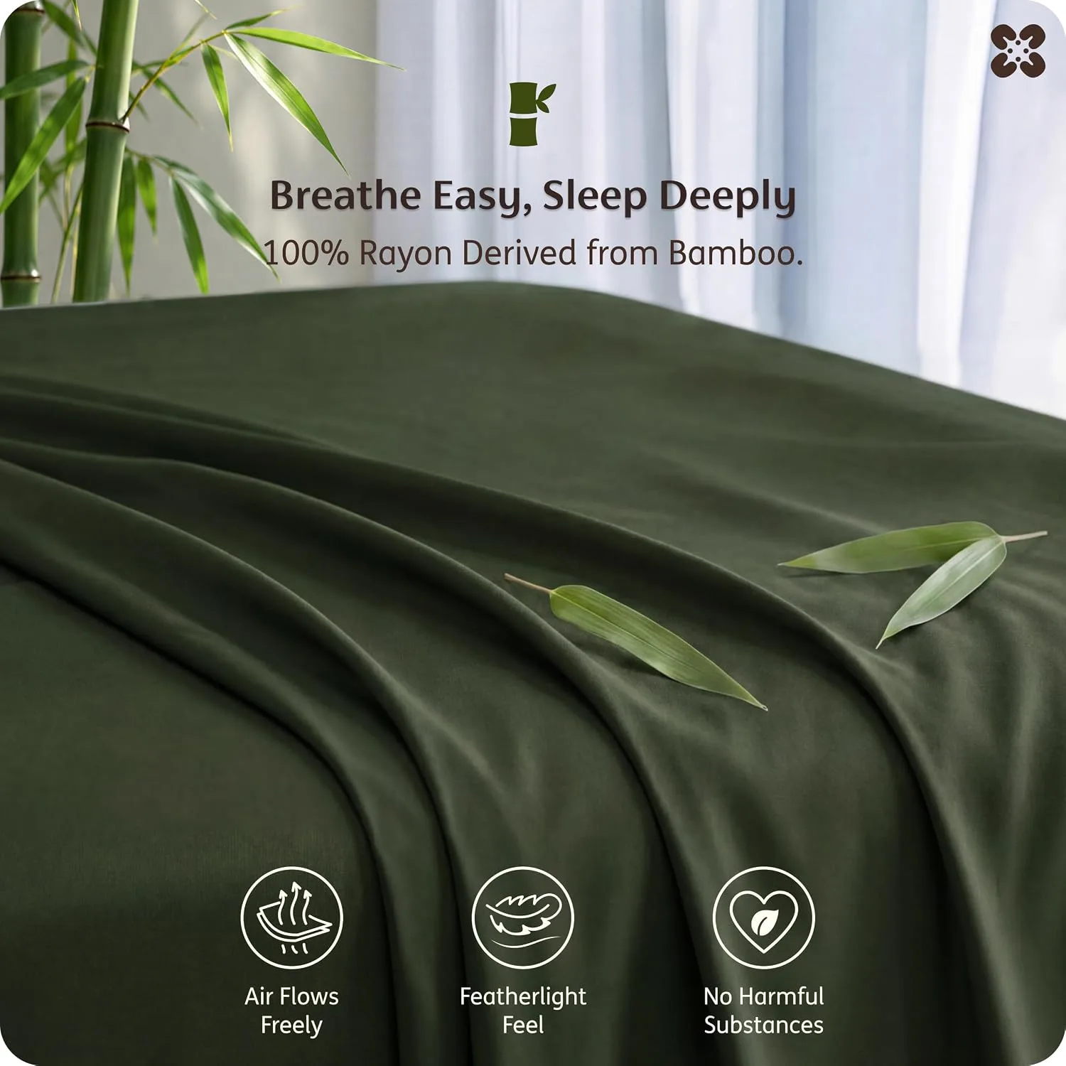 Bedsure PureWoven 100% Rayon Derived from Bamboo, Full Size Sheets, 4 PCS