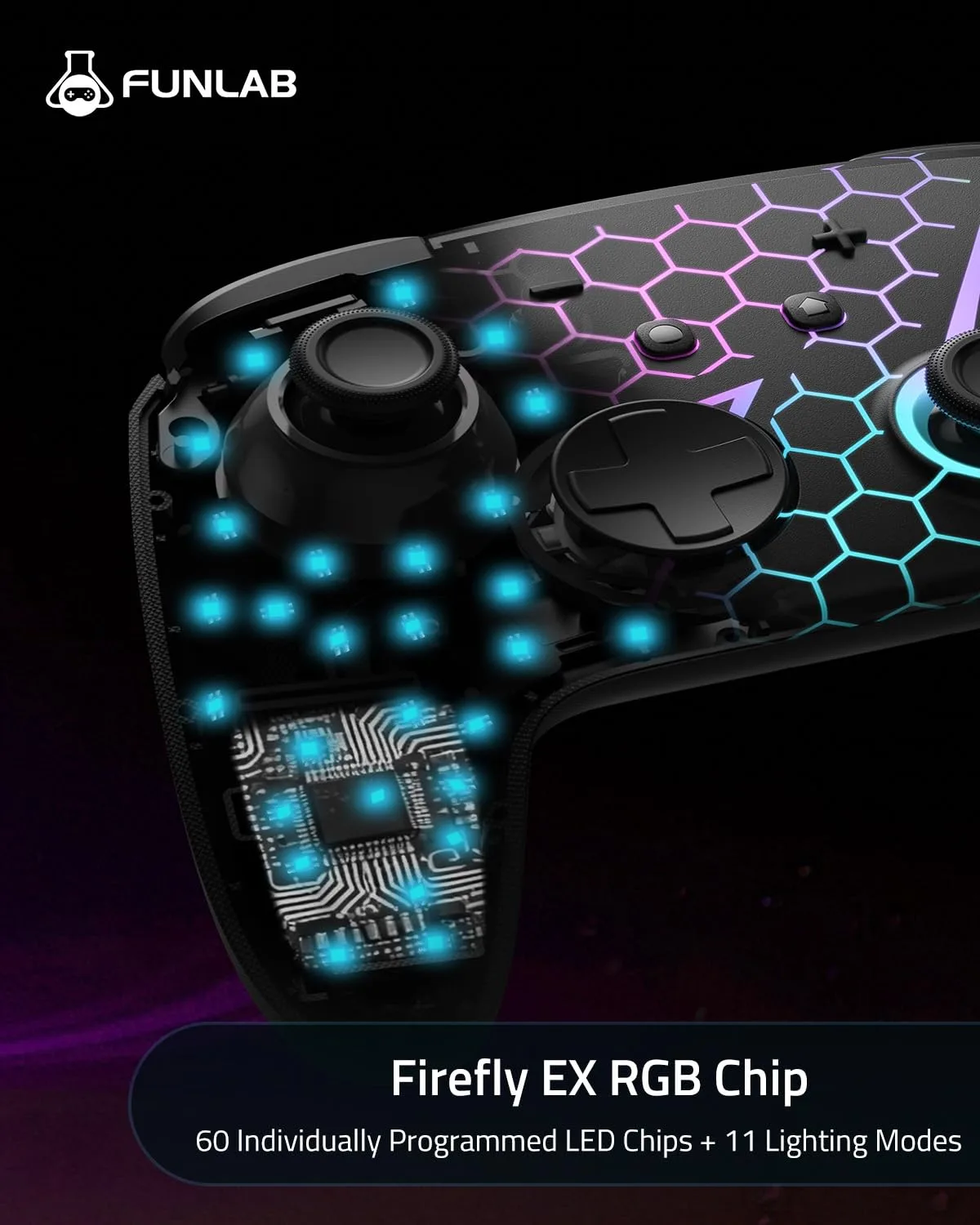 FUNLAB Wireless Switch 2 Pro Controller for Switch 2/OLED/Lite, Firefly Z Gamepad With Hall Effect, Hidden Glow LED, One-Key Wake Up, Programmable Back Buttons, Turbo & Motion Control