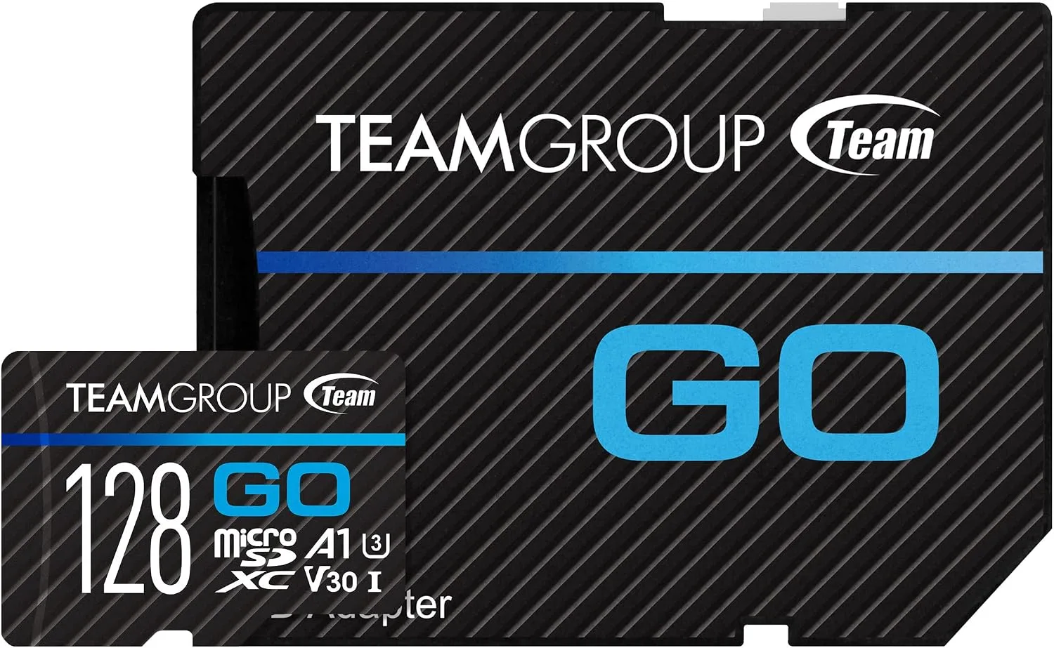 TEAMGROUP GO Card 128GB Micro SDXC UHS-I U3 V30 4K for GoPro & Action Cameras Flash Memory Card with Adapter for Outdoor 4K Shooting TGUSDX128GU303