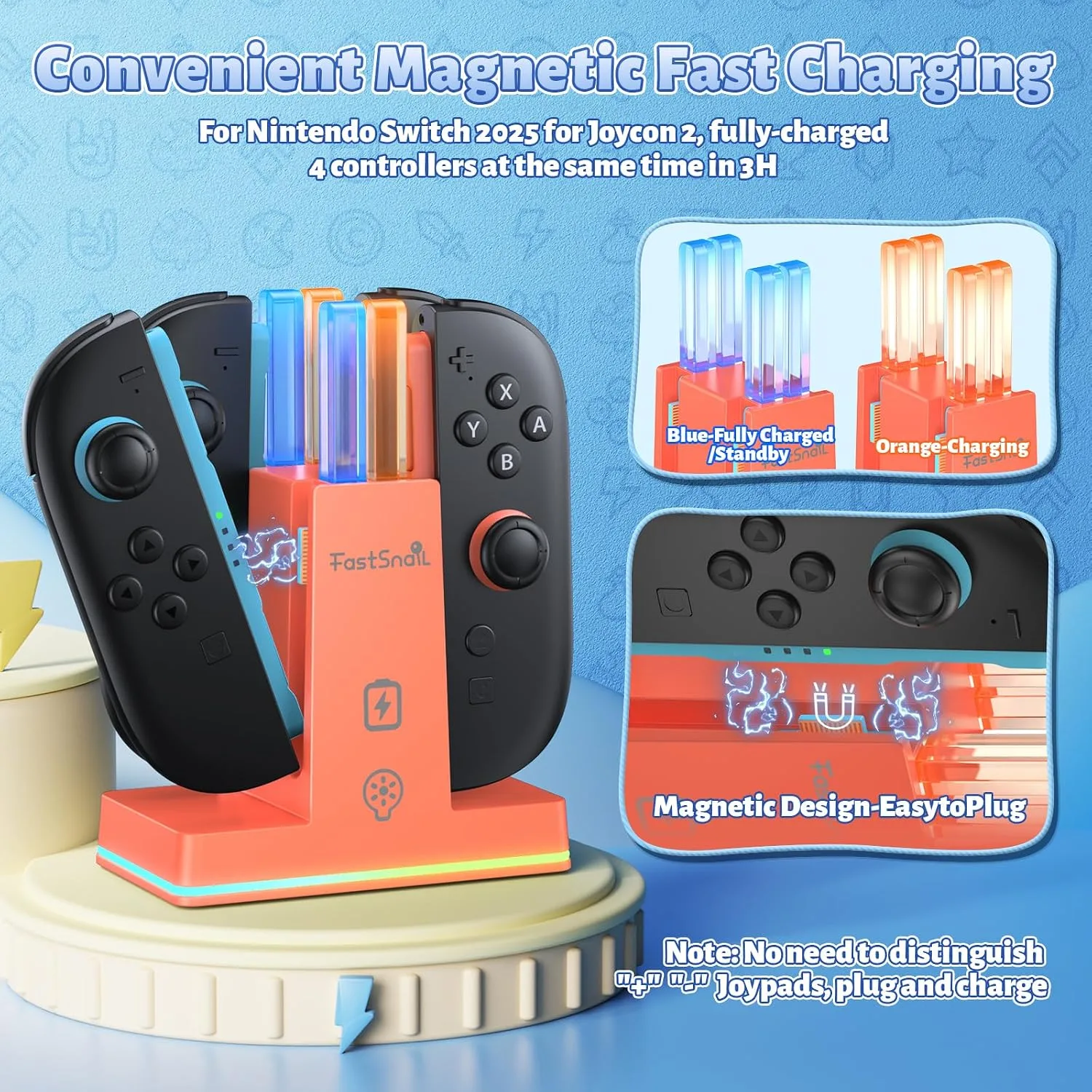 FASTSNAIL Switch 2 Controller Charger Dock for Nintendo Switch 2 for JoyCon