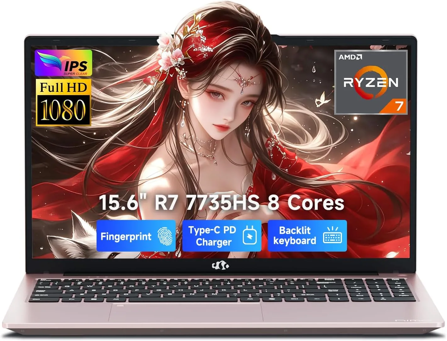 NIMO 15.6" Light-Gaming-Laptop, 8 Cores AMD Ryzen 7 16GB DDR5 256GB SSD (Beat i7 12650H up to 4.75GHz) Radeon 680M, FHD 100W Fast PD Backlit Keyboard AI Content Creators & Student 2-Yr Warranty