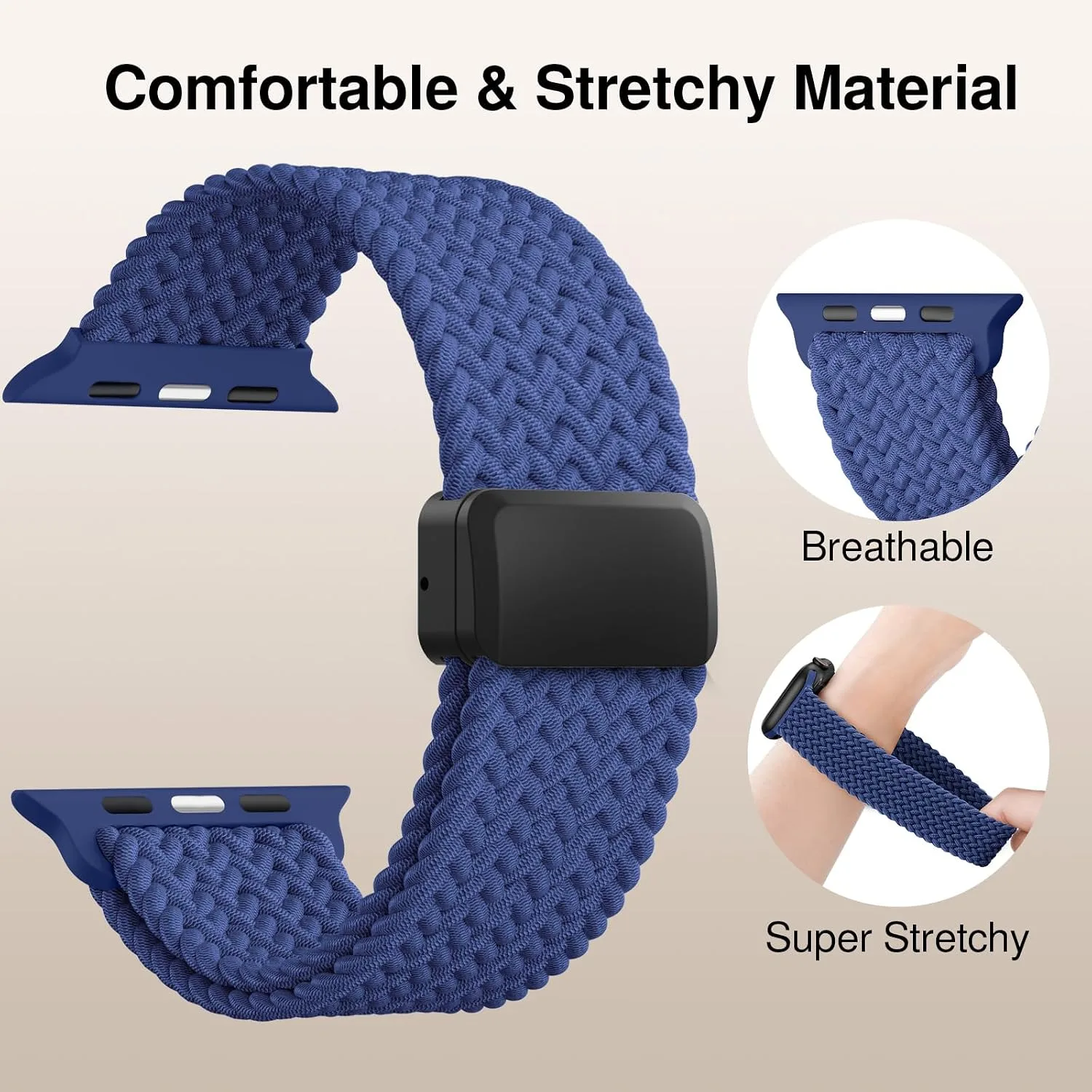 Braided Stretchy Magnetic Sport Band for Apple Watch Bands for Women Men