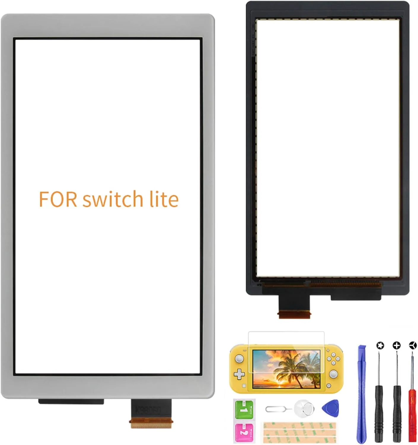 A-MIND Touch Screen Digitizer for Nintendo Switch Lite Only?Front Touch Panel Replacement Parts Repair Set + Tool Repair Kit + Screen Protector (Limited Gray)