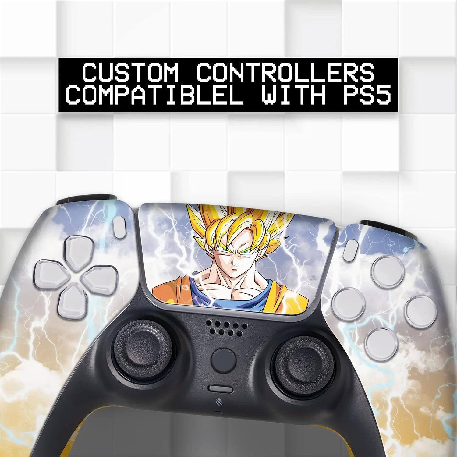 D. B. Z. Go-Ku Custom PS-5 Controller Wireless compatible with Play-Station 5 Console by BCB Controllers | Proudly Customized in USA with Permanent HYDRO-DIP Printing (NOT JUST A SKIN) (MODDED)