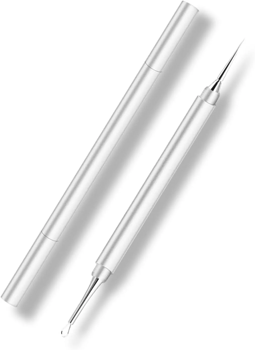 2-in-1 Professional Stainless Steel Acne Removal Needle, Whitehead & Blackhead Remover Tool, Pimples Comedone Extractor Removal Tool, Double Ended Needle with Cap Removal for Nose Face Tools(Sliver)