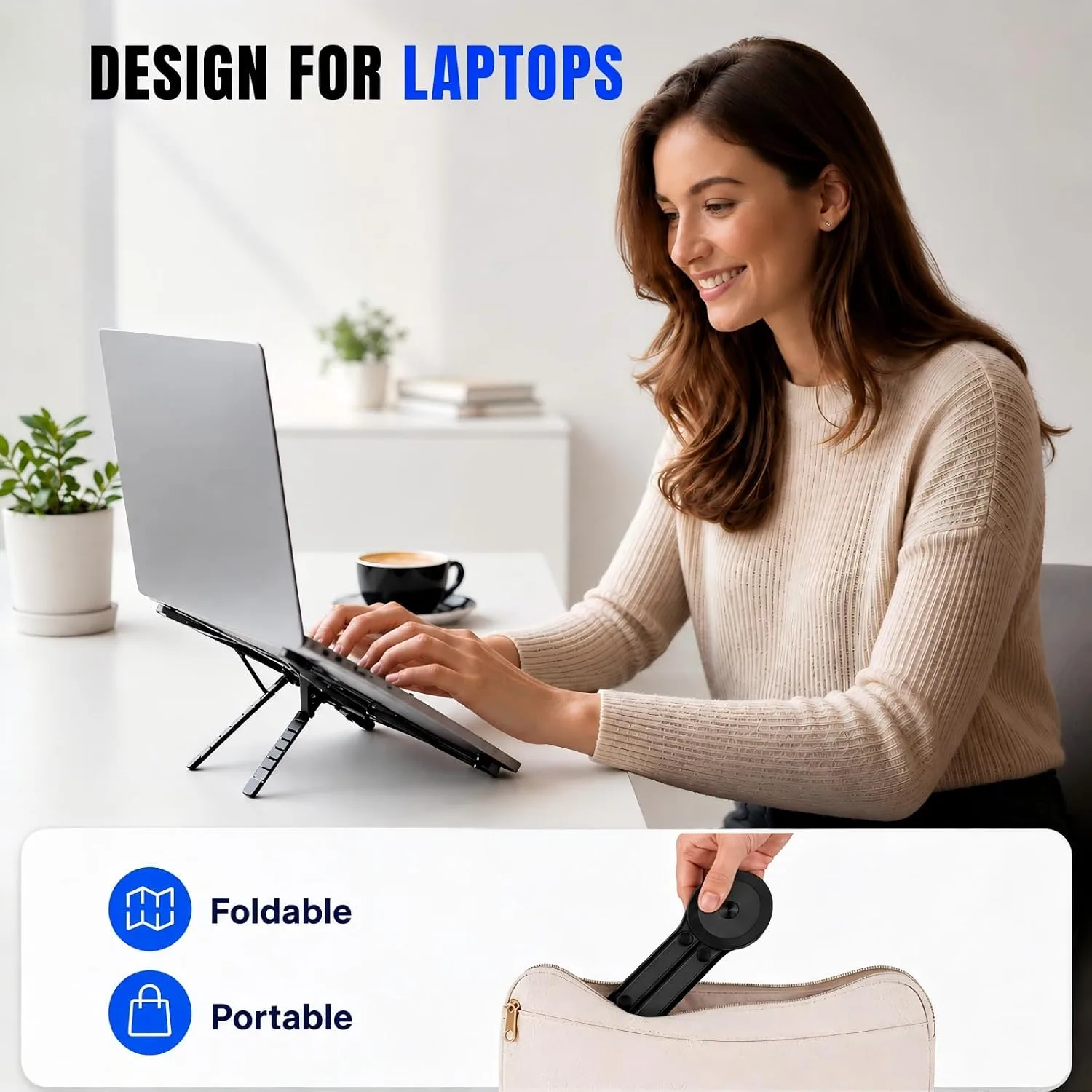 Portable Laptop Stand for Desk, Foldable Laptop Riser&Tablet Stand