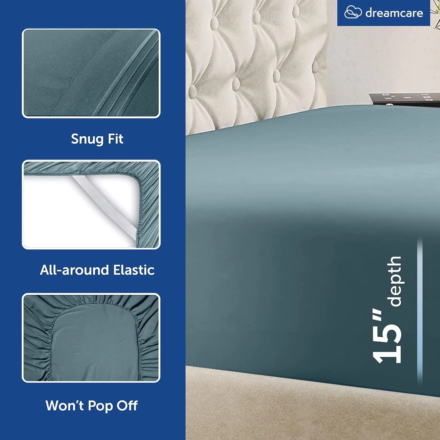 DREAMCARE King Size Sheets Set - 6 pcs Breathable Cooling Sheets King Size