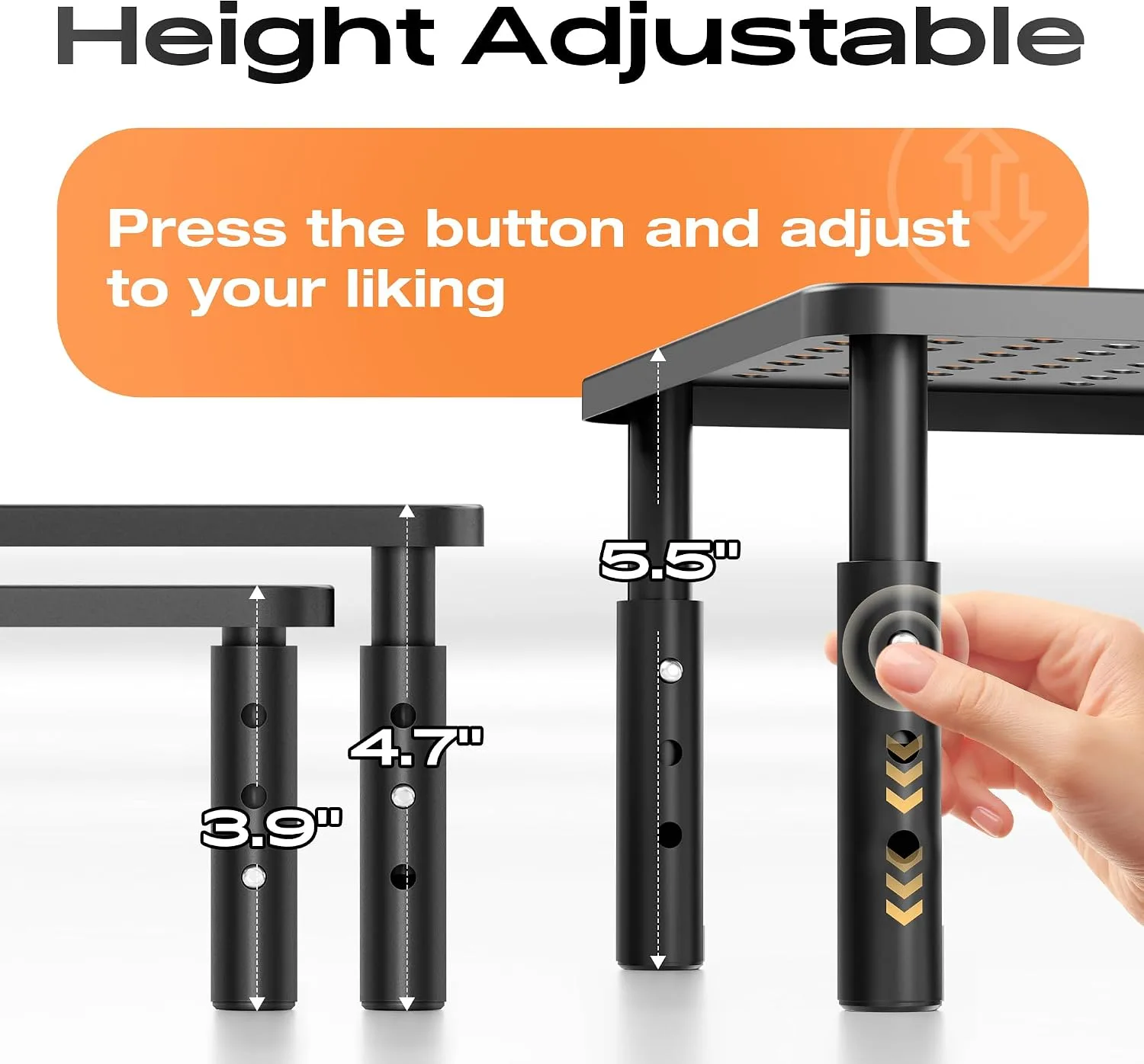 Computer Monitor Stand Riser For Desk, 3 Height Adjustable, 2 Pack