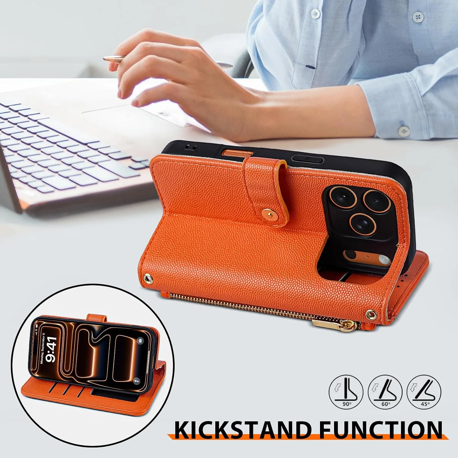 Wallet Phone Case Crafted for iPhone 17 Pro Max Orange