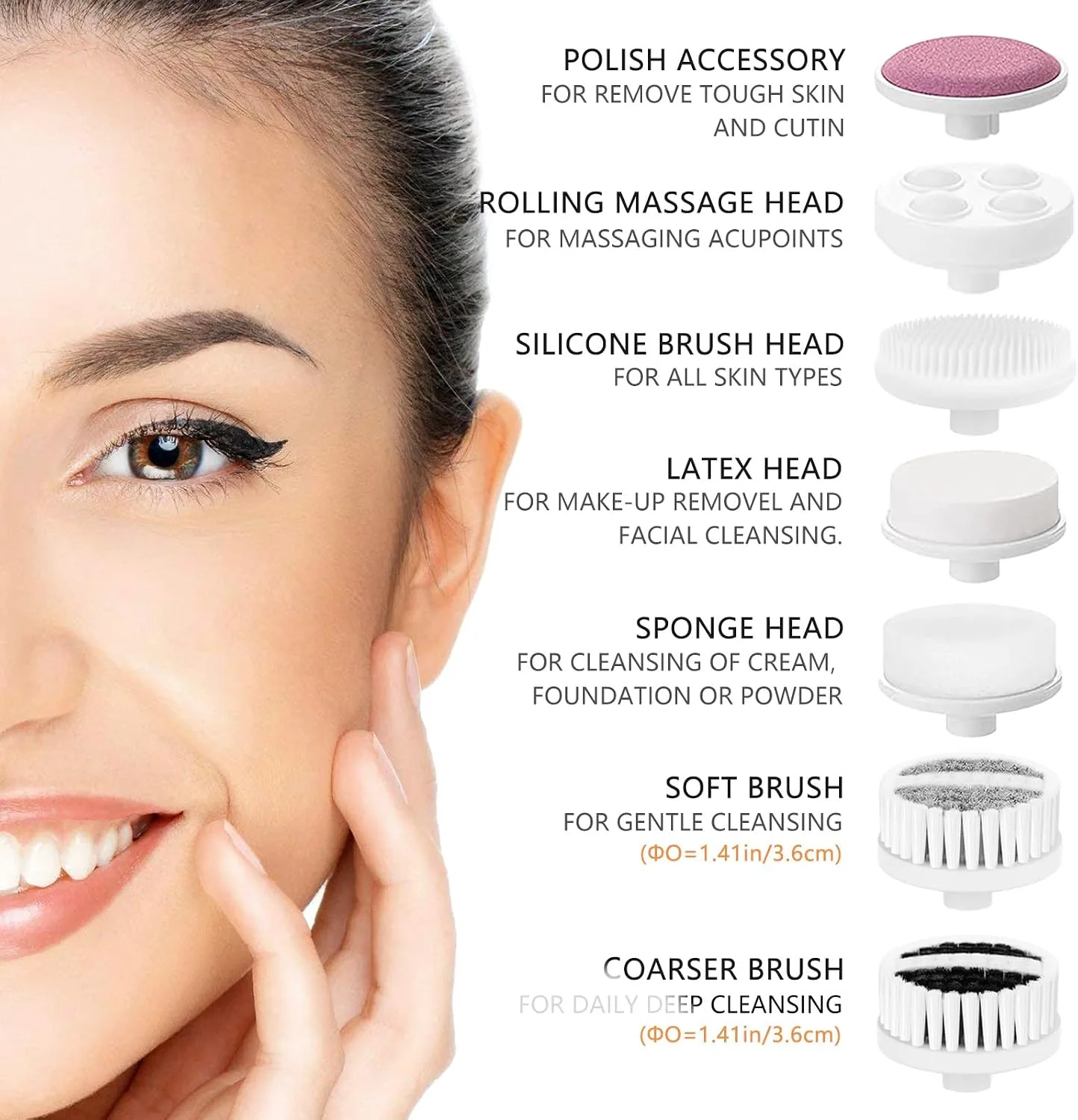 Facial Cleansing Brush Face Scrubber: CLSEVXY Electric Face Spin Cleanser Brushes with 6 Brush Heads for Deep Cleansing, Gentle Exfoliating, Removing Blackhead, Massaging