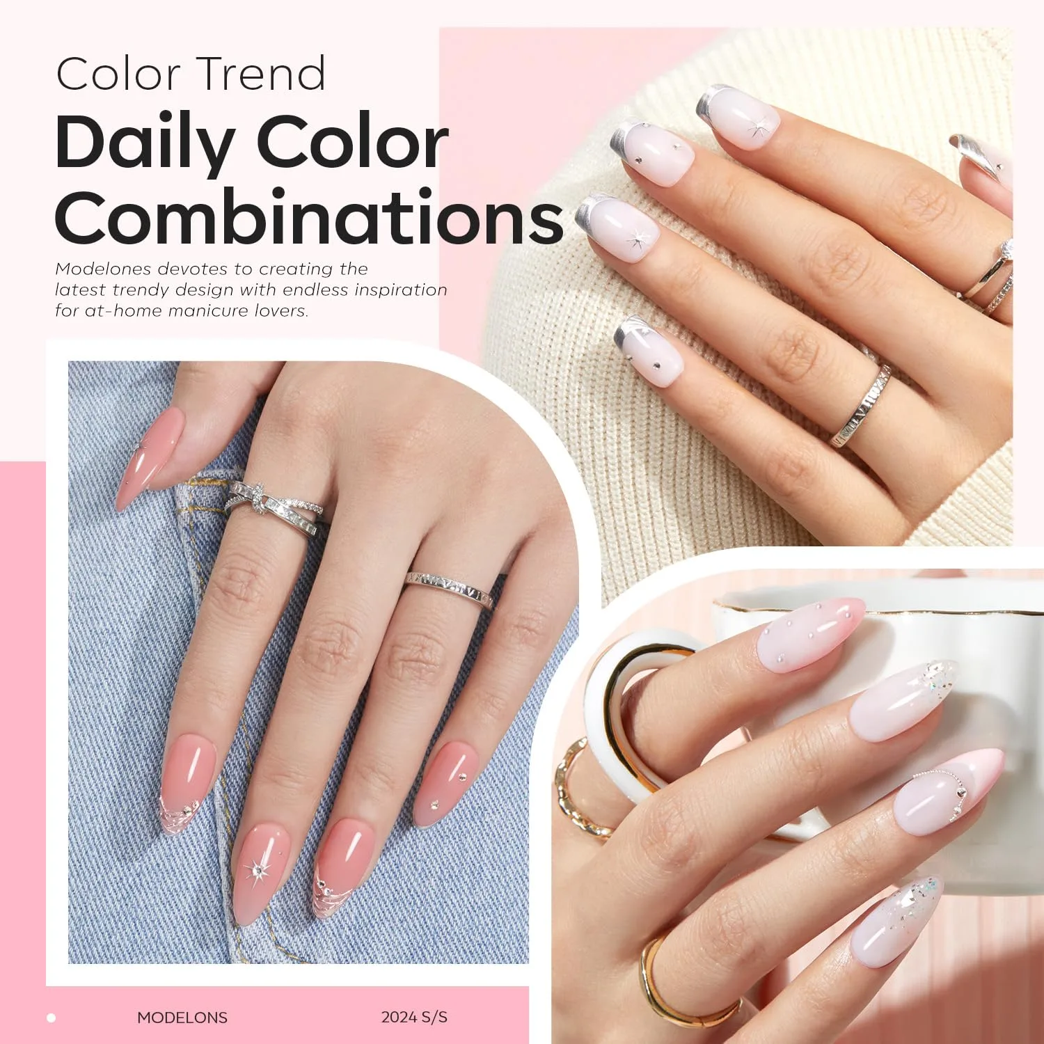 modelones Base Coat Builder Nail Gel, 2 Pcs Cover Nude and Rose Pink Gel