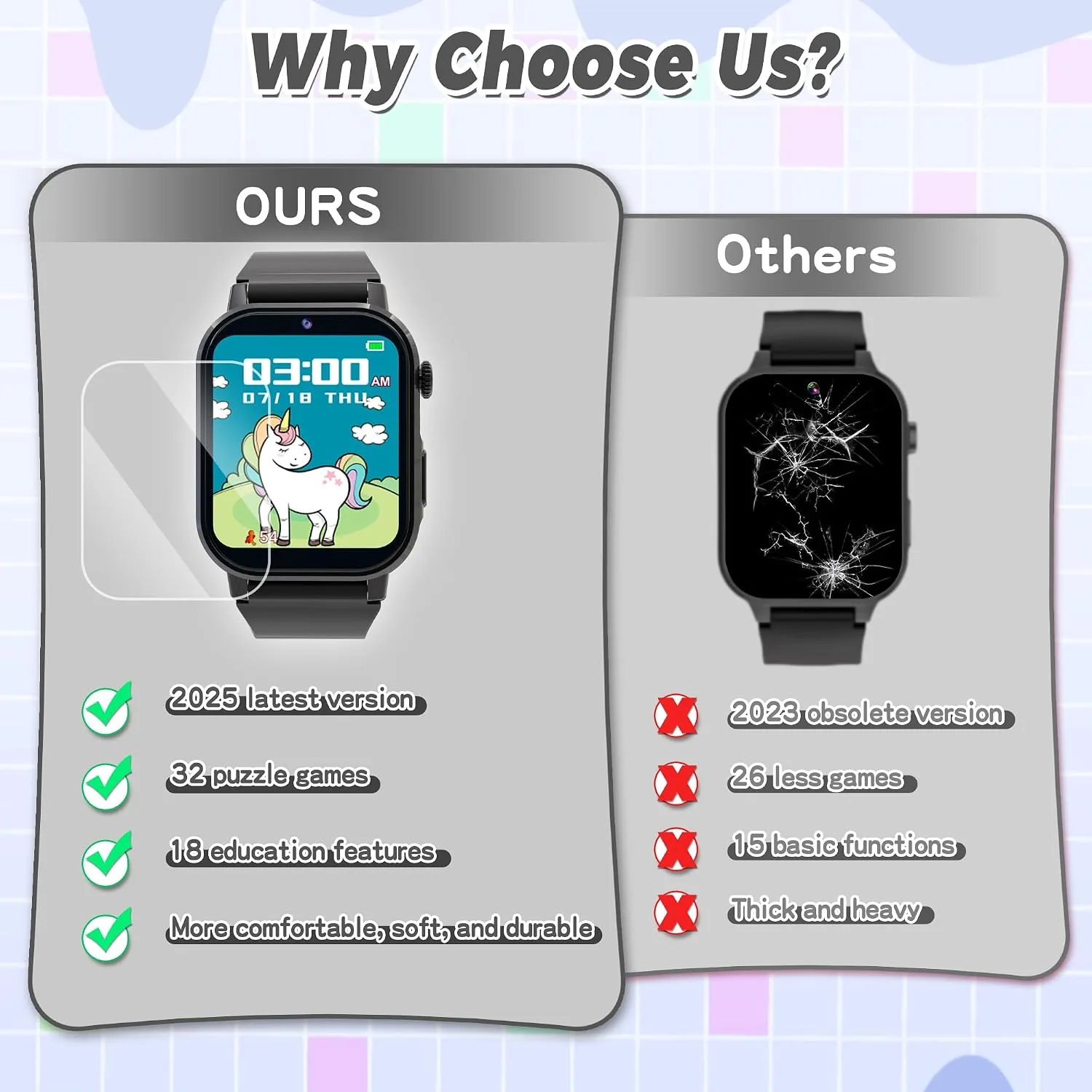 Kids Smart Watch Boys with 32 Games, Camera, Video, Pedometer, Flashlight