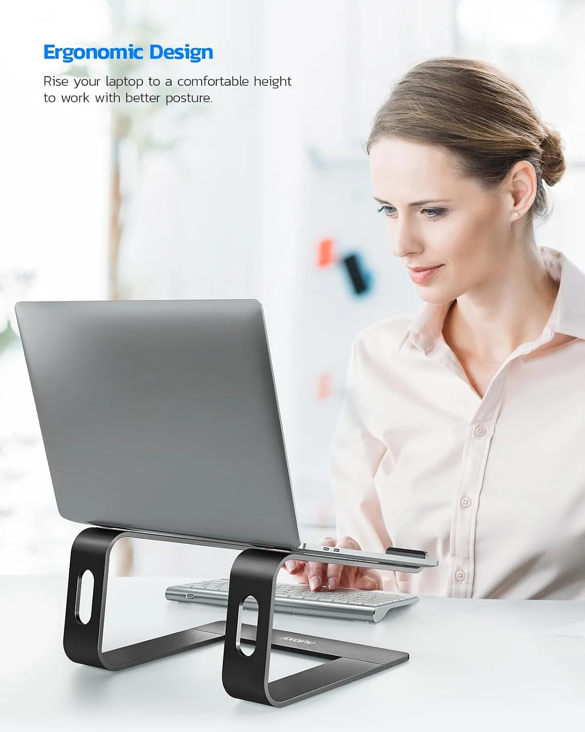 Nulaxy Full Aluminum Laptop Stand, Stable Support to 22 lbs, Black