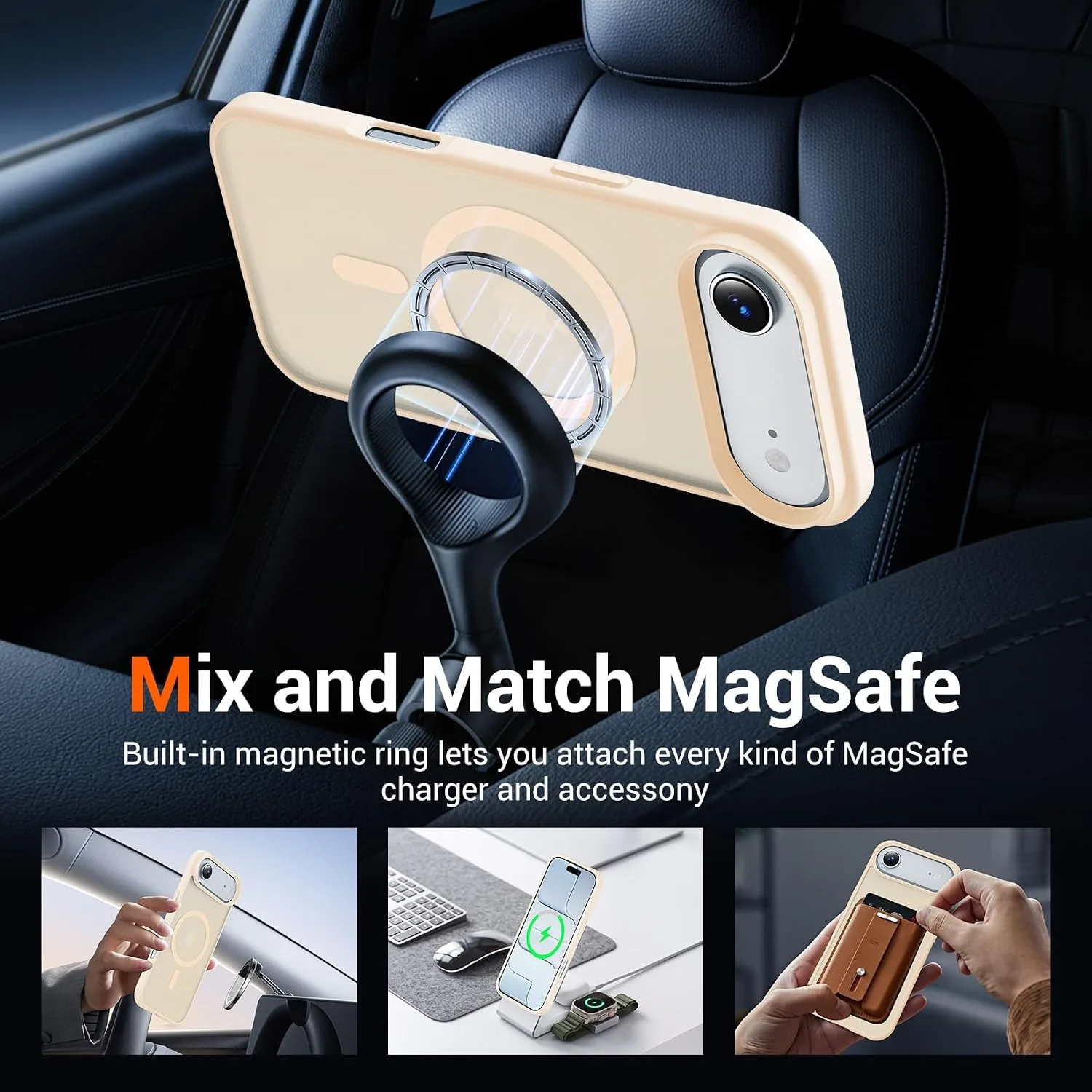 Temdan for iPhone AIR Case with Screen Protector Beige