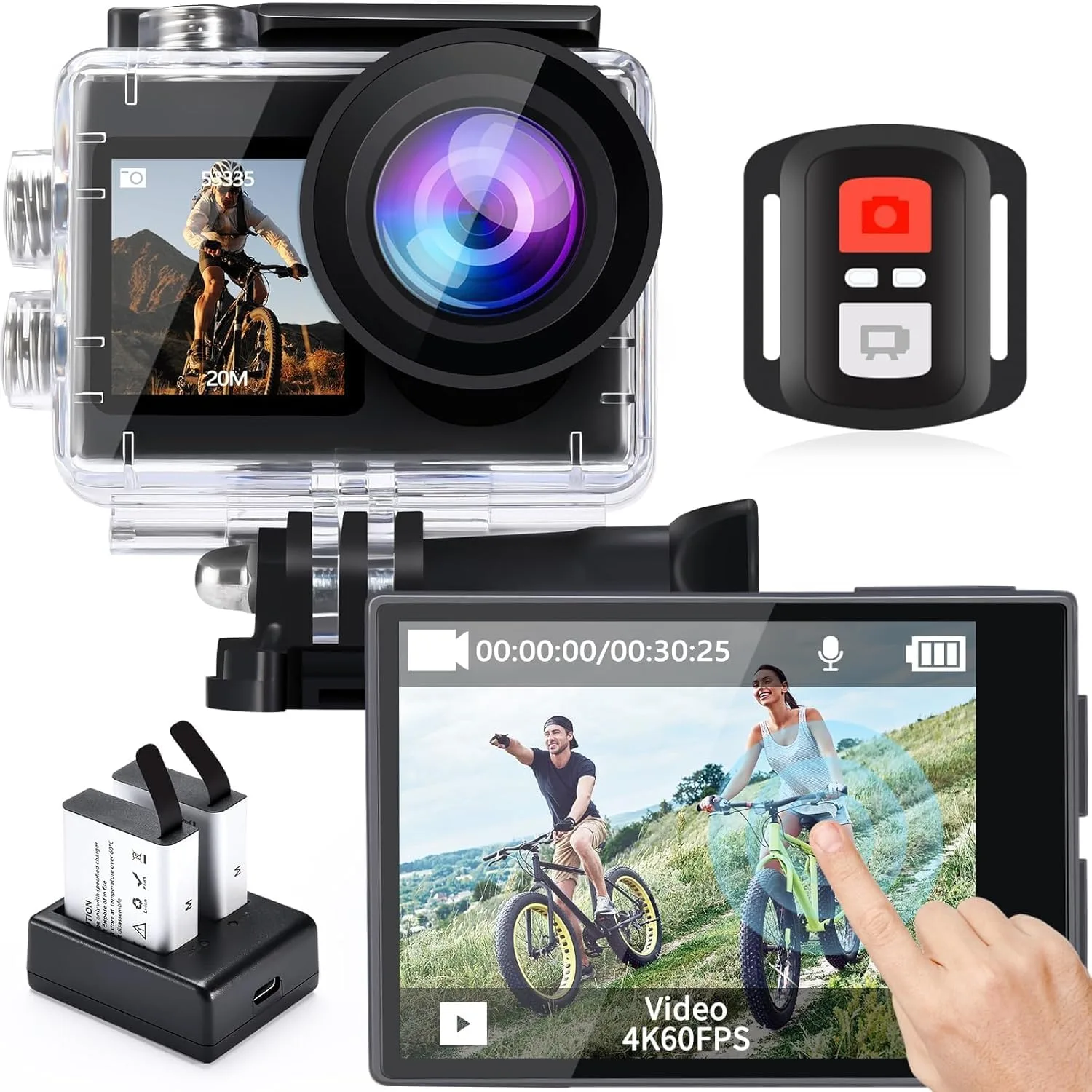 icefox i8 20MP 5X Zoom Action Camera, Waterproof Underwater Camera with Optimized EIS, Snap Pro Video & Photo Editing, WiFi Remote Control for Diving, Cycling, and Vlogging