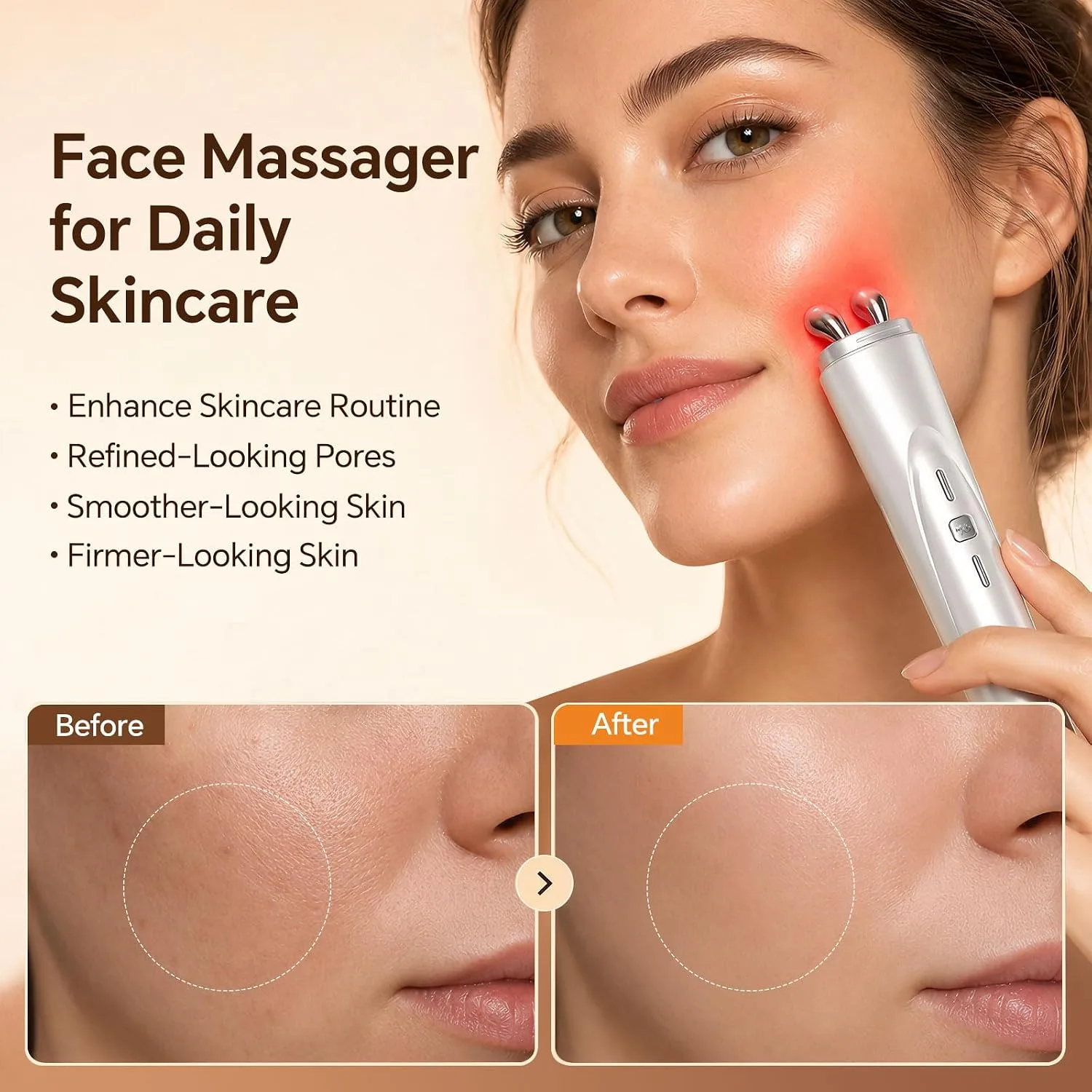 2-in-1 Facial Massager with Dual Massage Heads, Rechargeable Face Massage Tool for Daily Skincare Routine, Portable Face & Eye Massage Device