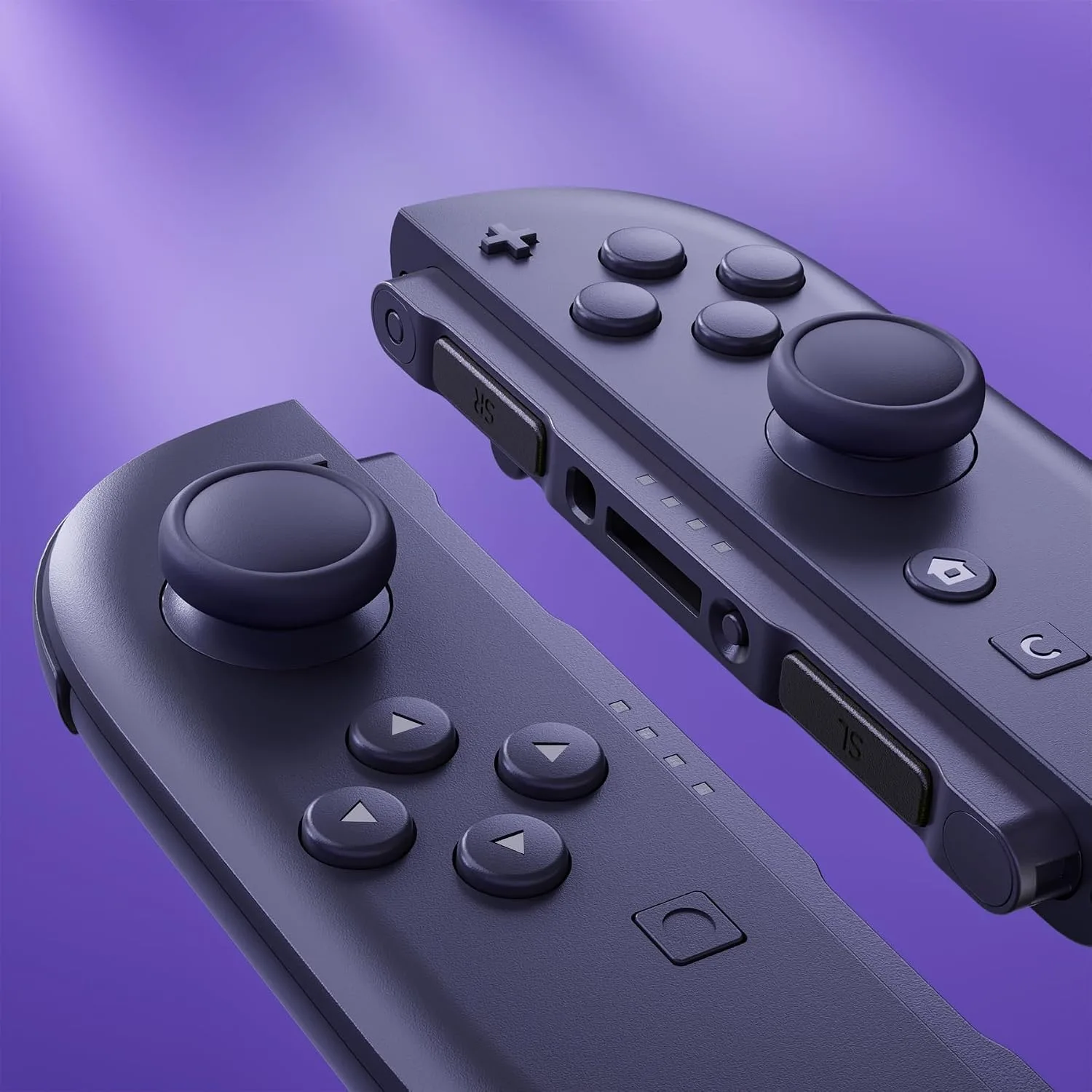 eXtremeRate Replacement 3D Joystick & Thumb Grips & Side Rail Shell Buttons for Nintendo Switch 2 JoyCon, Console Rail Stickers Controller Left Right Analog Stick Thumbsticks Caps for Switch 2 - Black