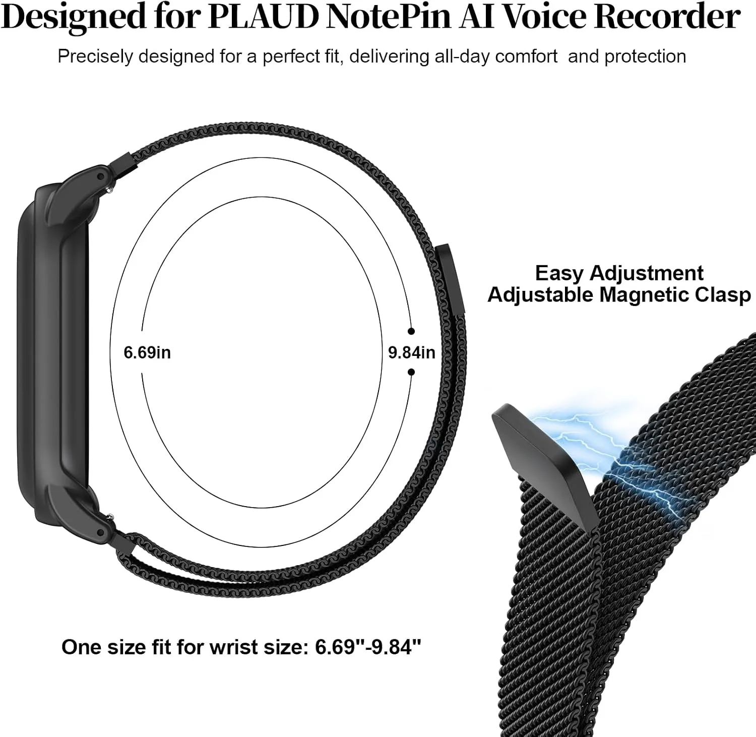 Compatible with Plaud NotePin & Note Pin S AI Voice Recorder Strap+PC Frame