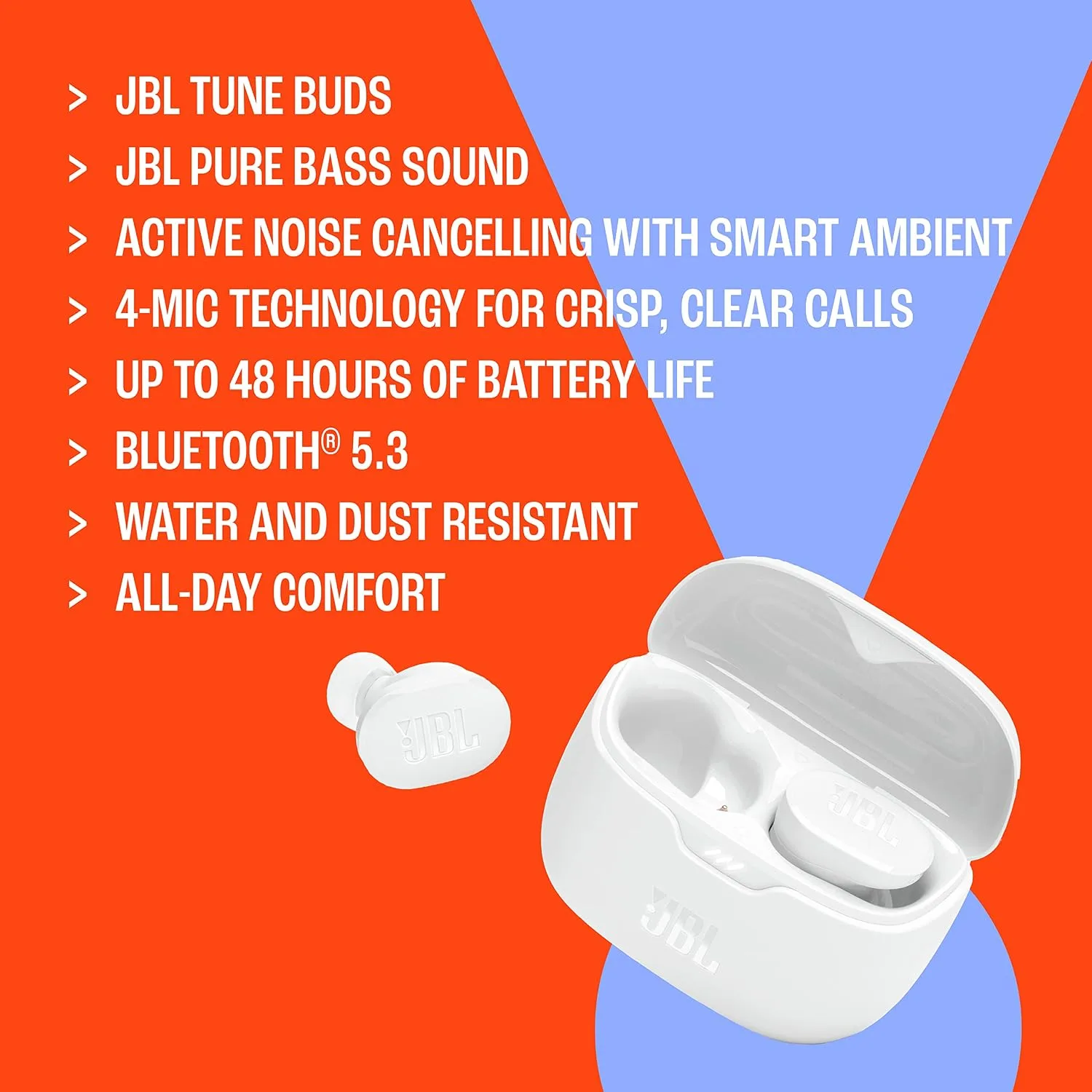 JBL Tune Buds - Noise Cancelling Earbuds - White