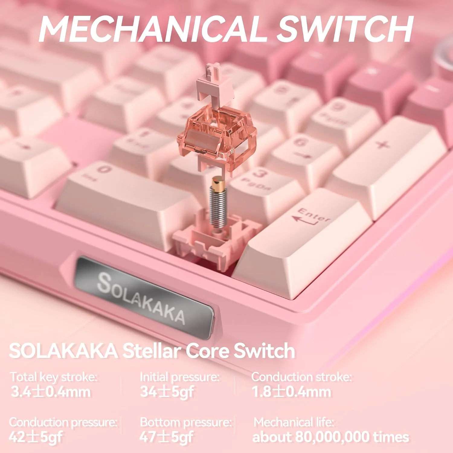 SOLAKAKA KI99 Pro 96% Wireless Mechanical Keyboard (Pink, Silent Switch)