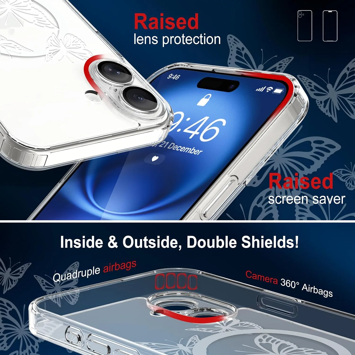 tharlet Magnetic for iPhone 16 Case, Compatible with MagSafe Butterfly