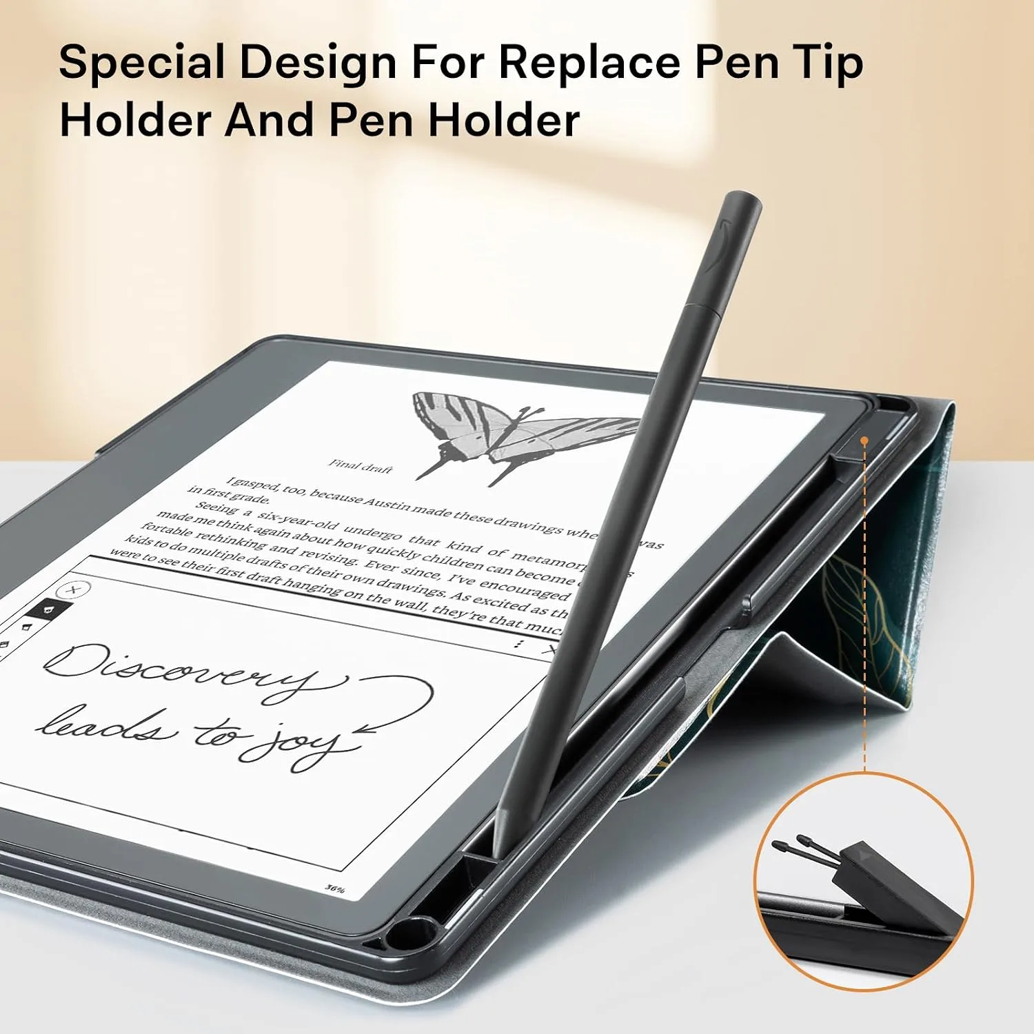 CoBak Stand Case for TCL - Premium Folio Leather Cover with Pen Holder, Auto Sleep/Wake - Compatible with 10.2 Inch eBooK Reader