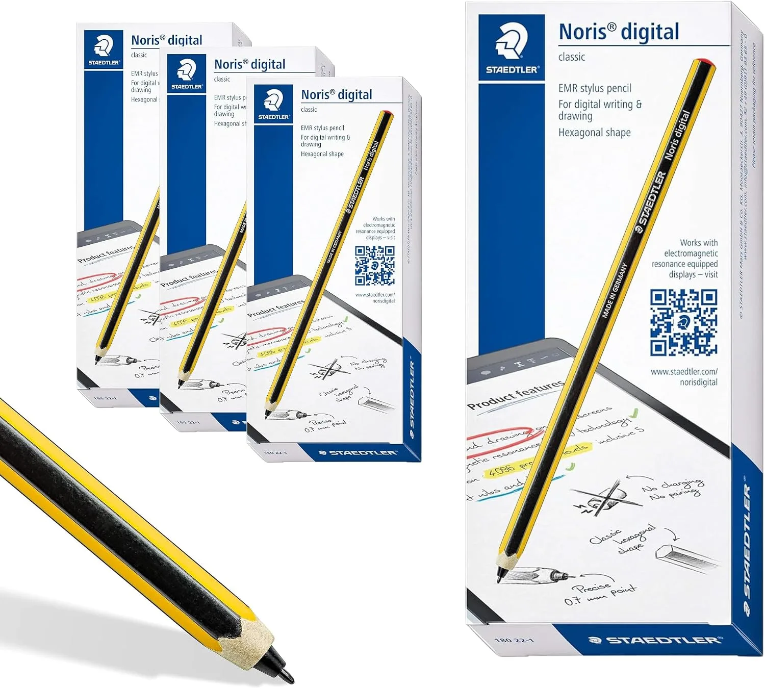 STAEDTLER Noris Digital Classic EMR Stylus Pen, 4-Pack, Digital Pencil