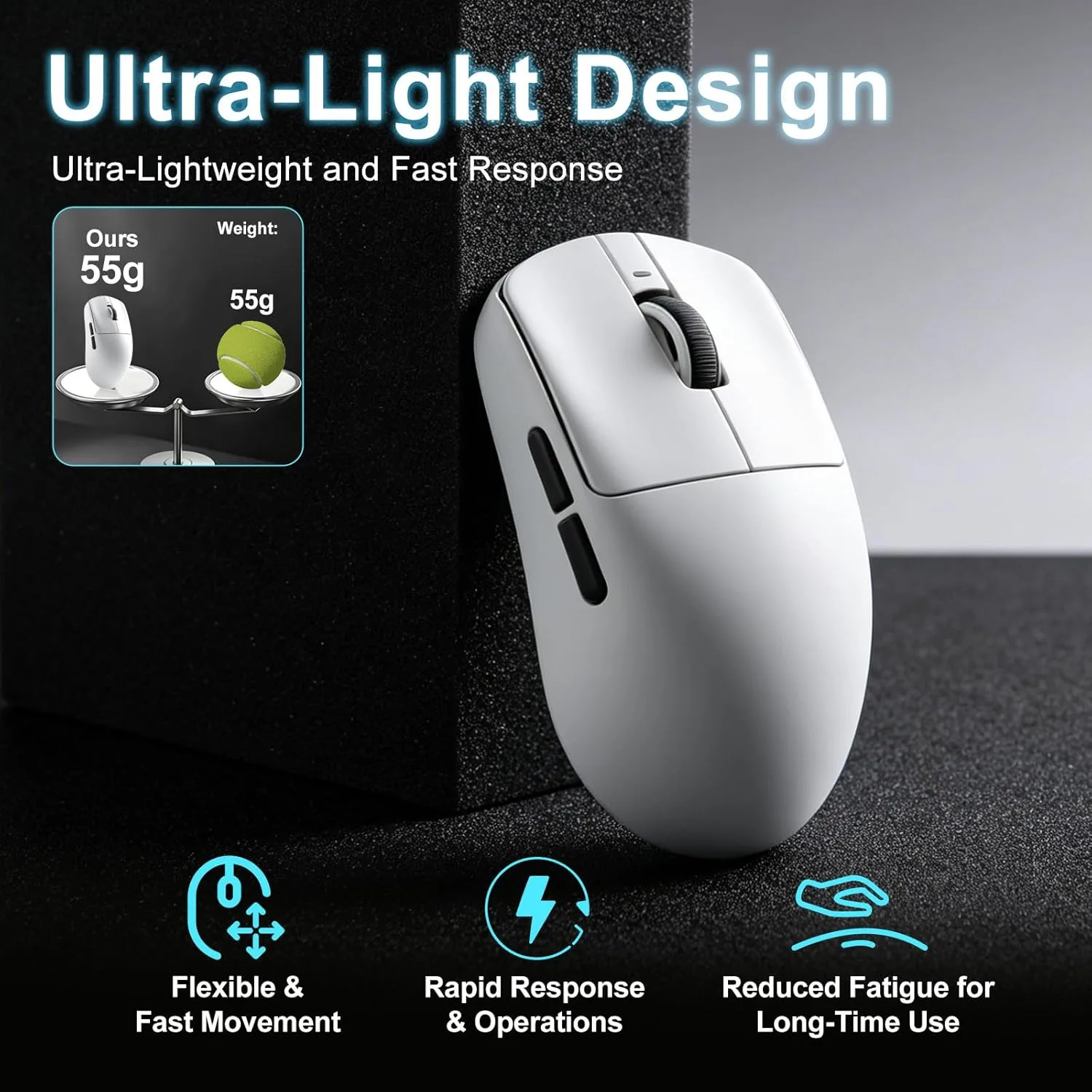 ATK R1 SE+ Wireless Gaming Mouse, 18000 DPI,Tri-Mode Mouse(White)