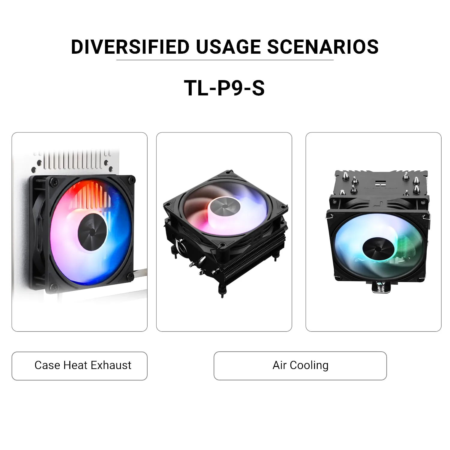 Thermalright TL-P9-S CPU Fan, Computer Case ARGB Fan Quiet 4PIN PWM PC Cooling, High Performance 92mm Silent Cooler, 2200RPM Speed, CPU Cooling(Black)