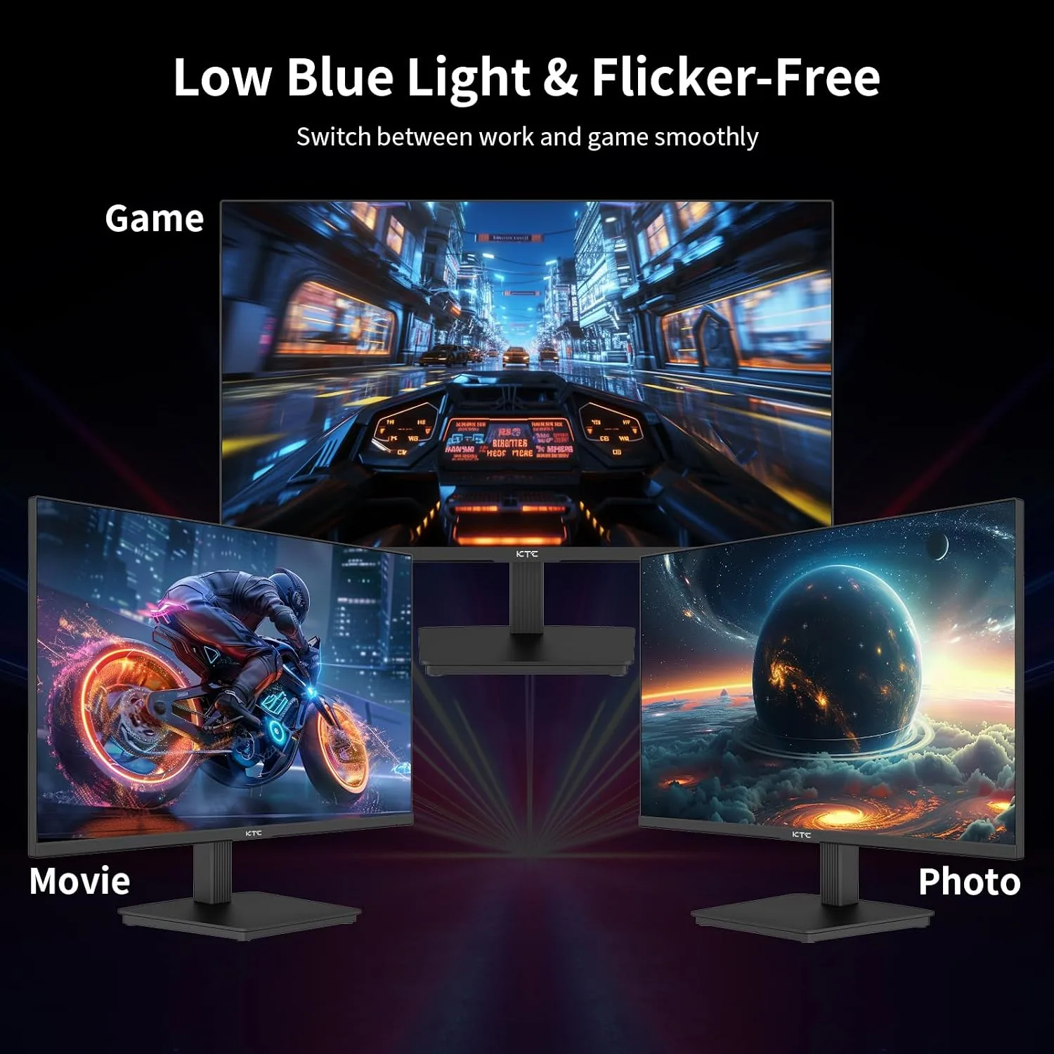 KTC 24 Inch QHD IPS Computer Monitor, 100Hz Zero-Frame 2K for Gaming Office