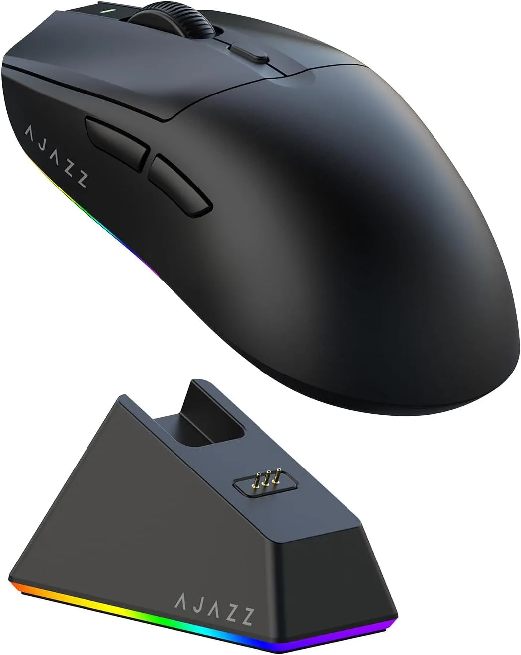 AJAZZ AJ139 V2 MC Wireless Gaming Mouse with RGB Charging Dock, 66g Ultra-Lightweight Tri-Mode Optical Mouse, 24000 DPI PAW3311 Sensor, Ergonomic Rechargeable Gaming Mouse for PC/Mac - Black