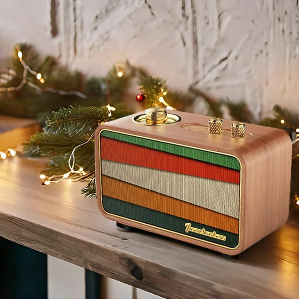 Portable Bluetooth Speaker-AM FM Retro Radio Wireless, Retro Wood