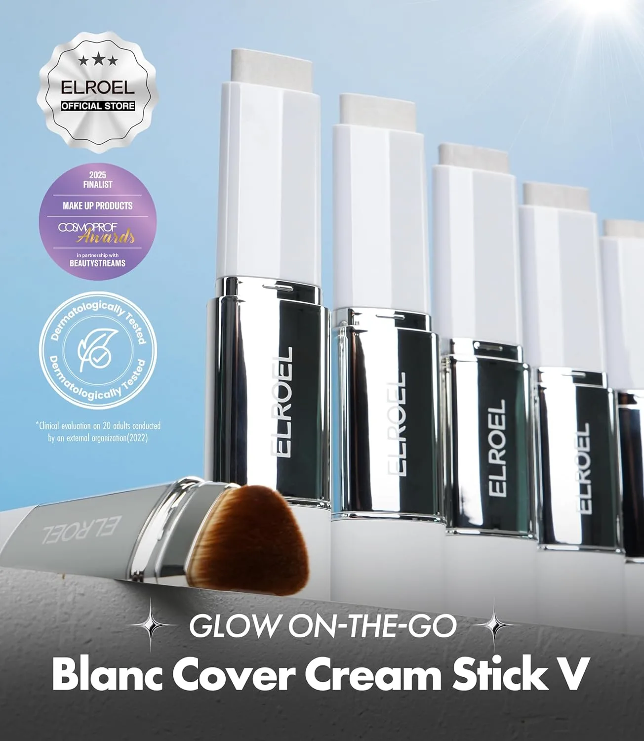 ELROEL Blanc Cover Cream Stick V White - Korean Foundation (#201 Light)