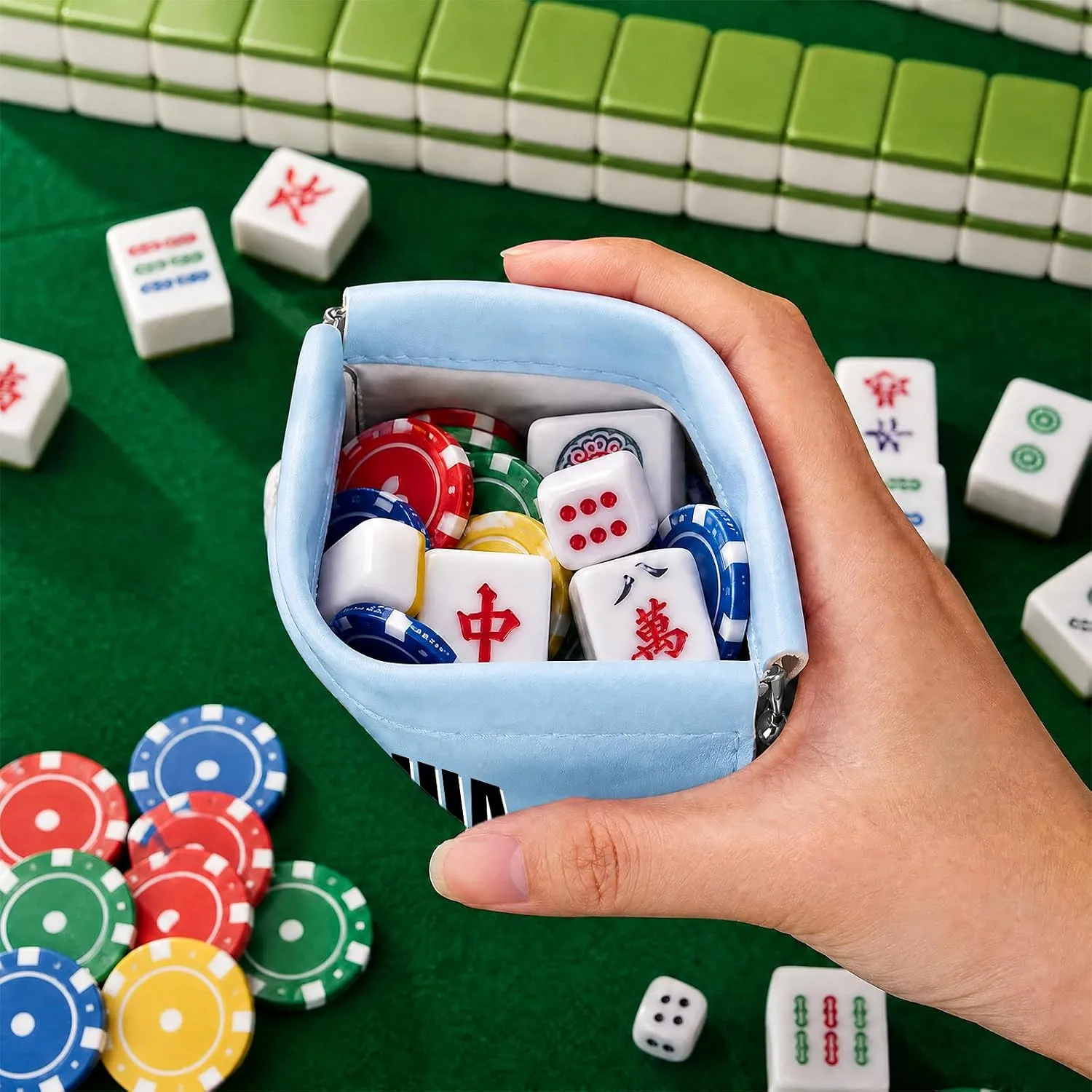Taikuri Custom Mahjong Dice Bags Personalized Mini Tiles Purse for Game