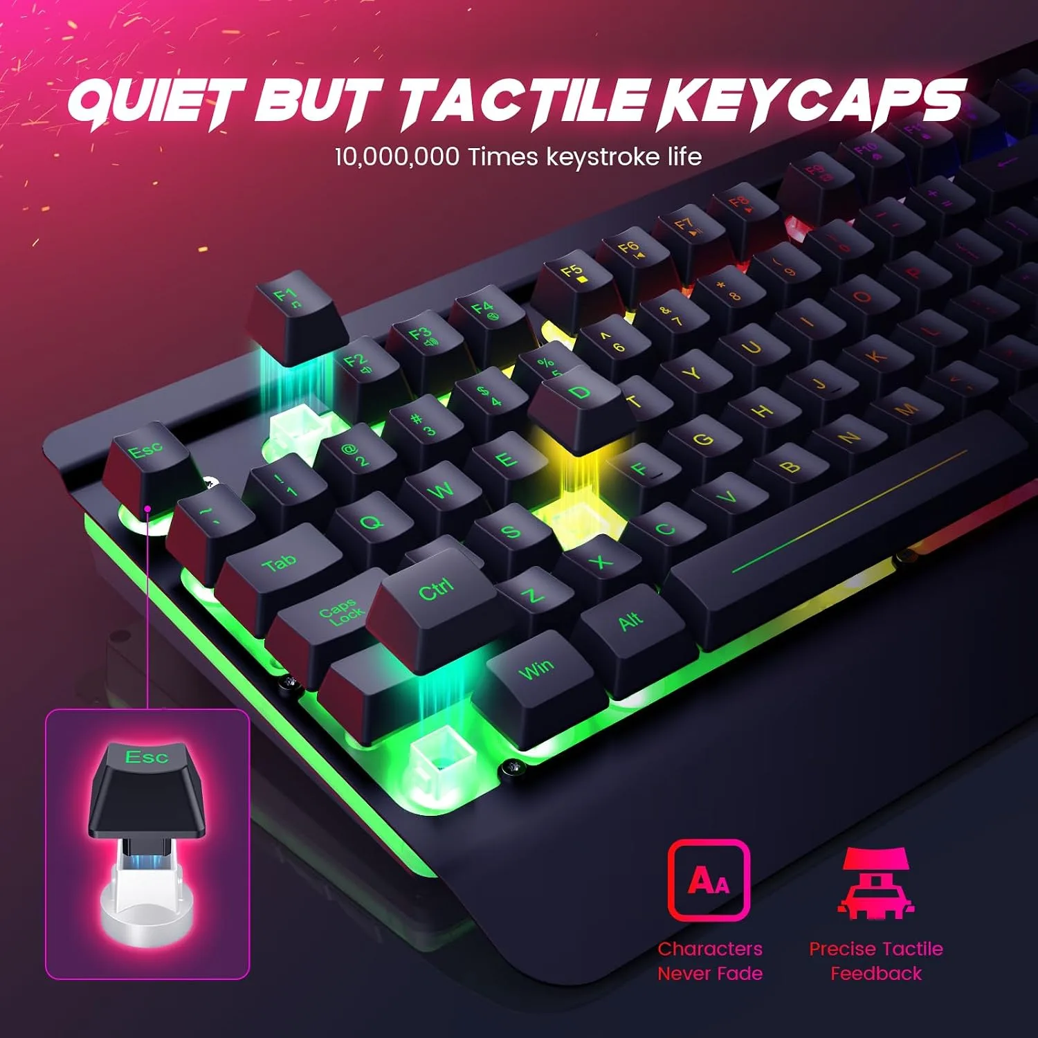 Wired Gaming Combo, 104 Keys, Rainbow Backlit, 4200 DPI, for PC/Mac/Xbox