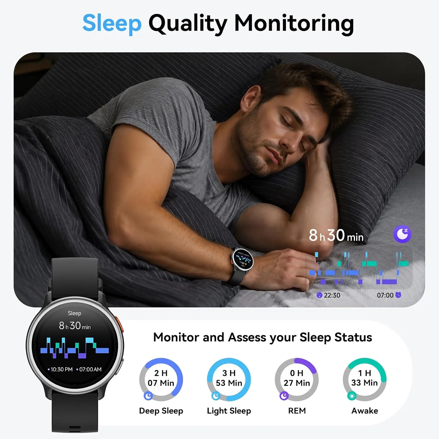 Smart Watch for Men Women, 1.27" HD Smartwatch (Answer/Make Calls), 2 Bands