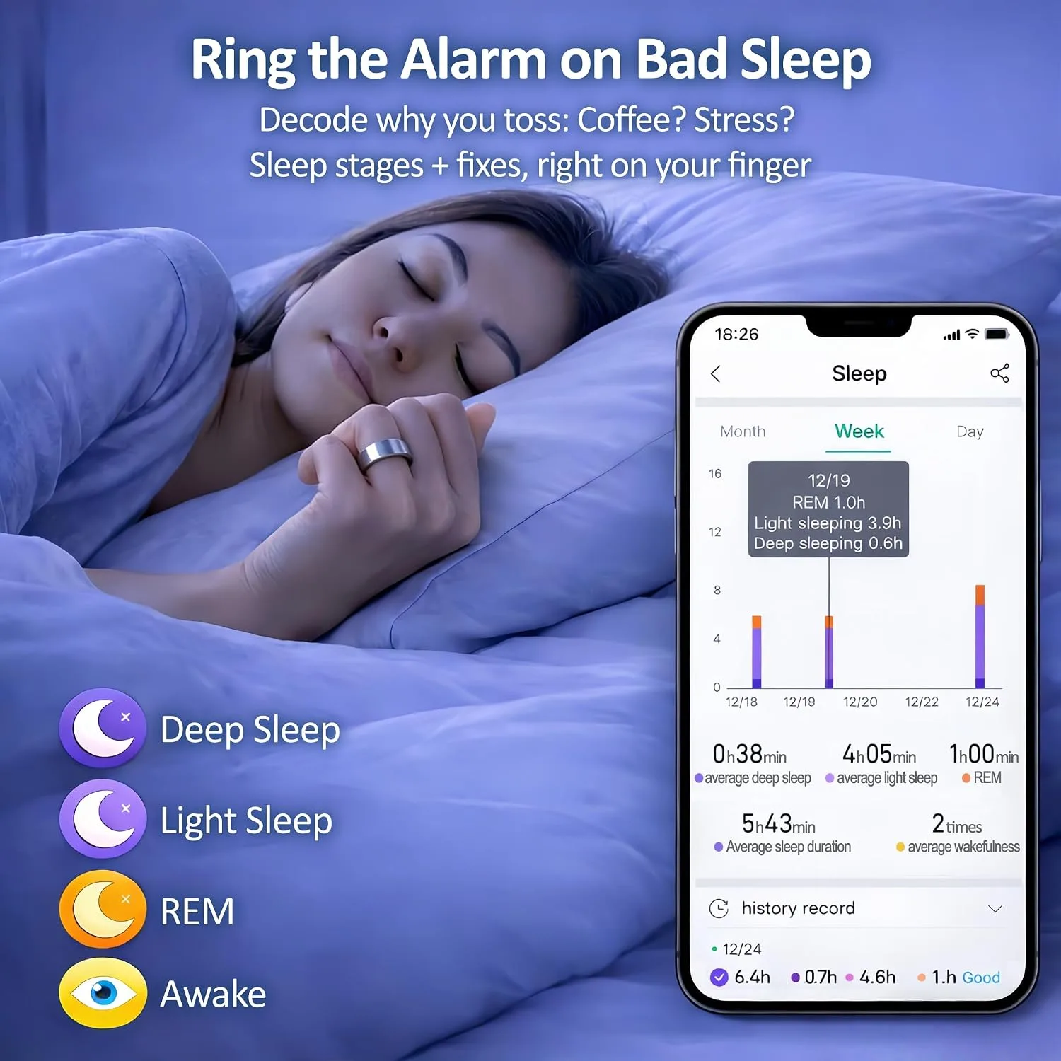 Smart Ring Health & Fitness Tracker for Men & Women (Silver, 11)
