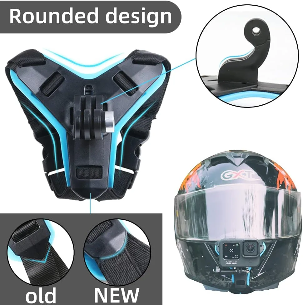 Motorcycle Helmet Chin Strap Mount for GoPro Hero 13/12/11/10/9/8/7/(2018)/6/5 Black,DJI Osmo Action 6/5 pro/4/3/2,Insta360 ONE R,AKASO/Campark/YI and More
