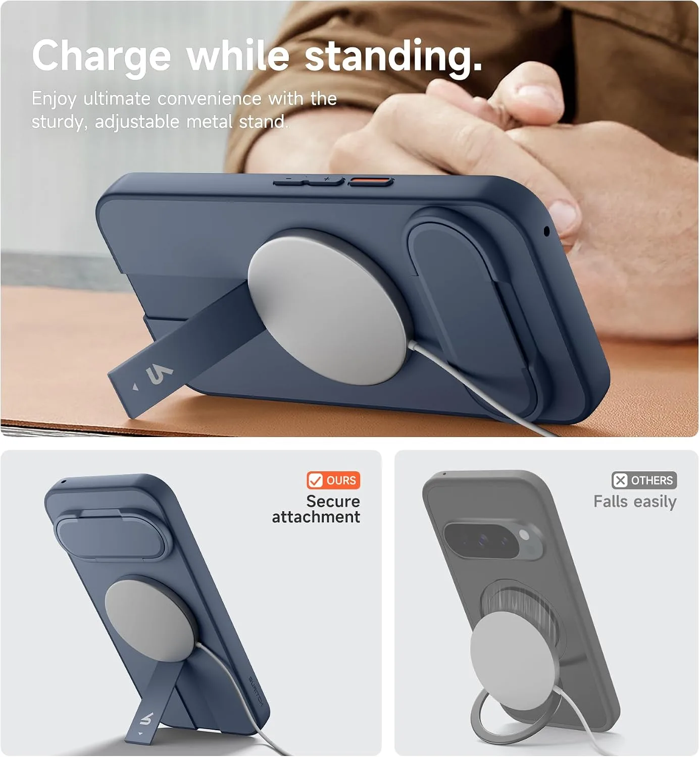 SURITCH for Google Pixel 11/11 Pro Phone Case, Compatible with MagSafe, Protective Cover with Camera Cover & Adjustable Metal Kickstand for Pixel 11/11 Pro 2026 -Dark Blue