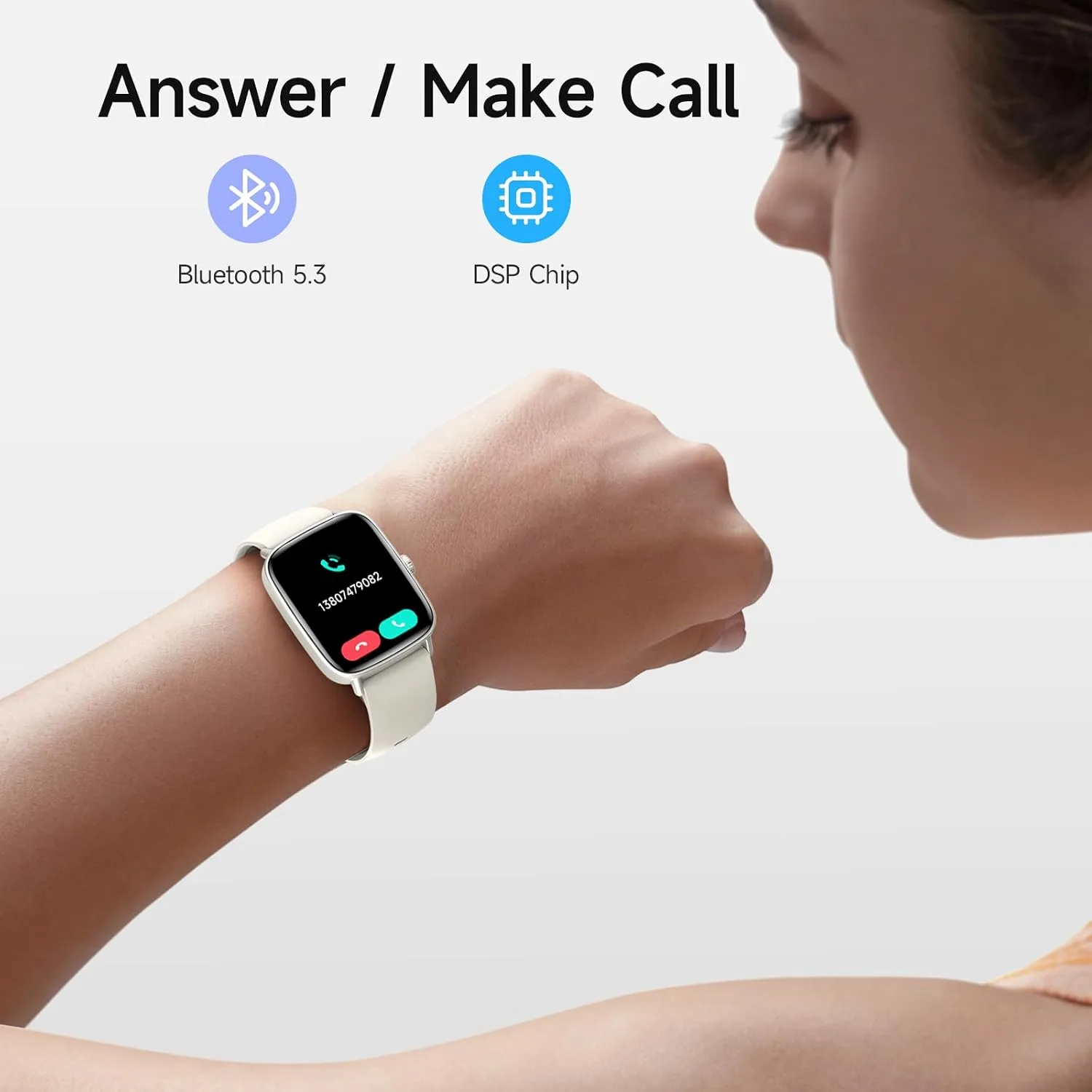 Smart Watch for Women, 1.85" HD Smartwatch Compatible iPhone/Samsung/Android (Answer/Make Calls), 100+ Sport Modes Fitness Tracker with Heart Rate/Sleep/Step Monitor, IP68 Waterproof (Beige)