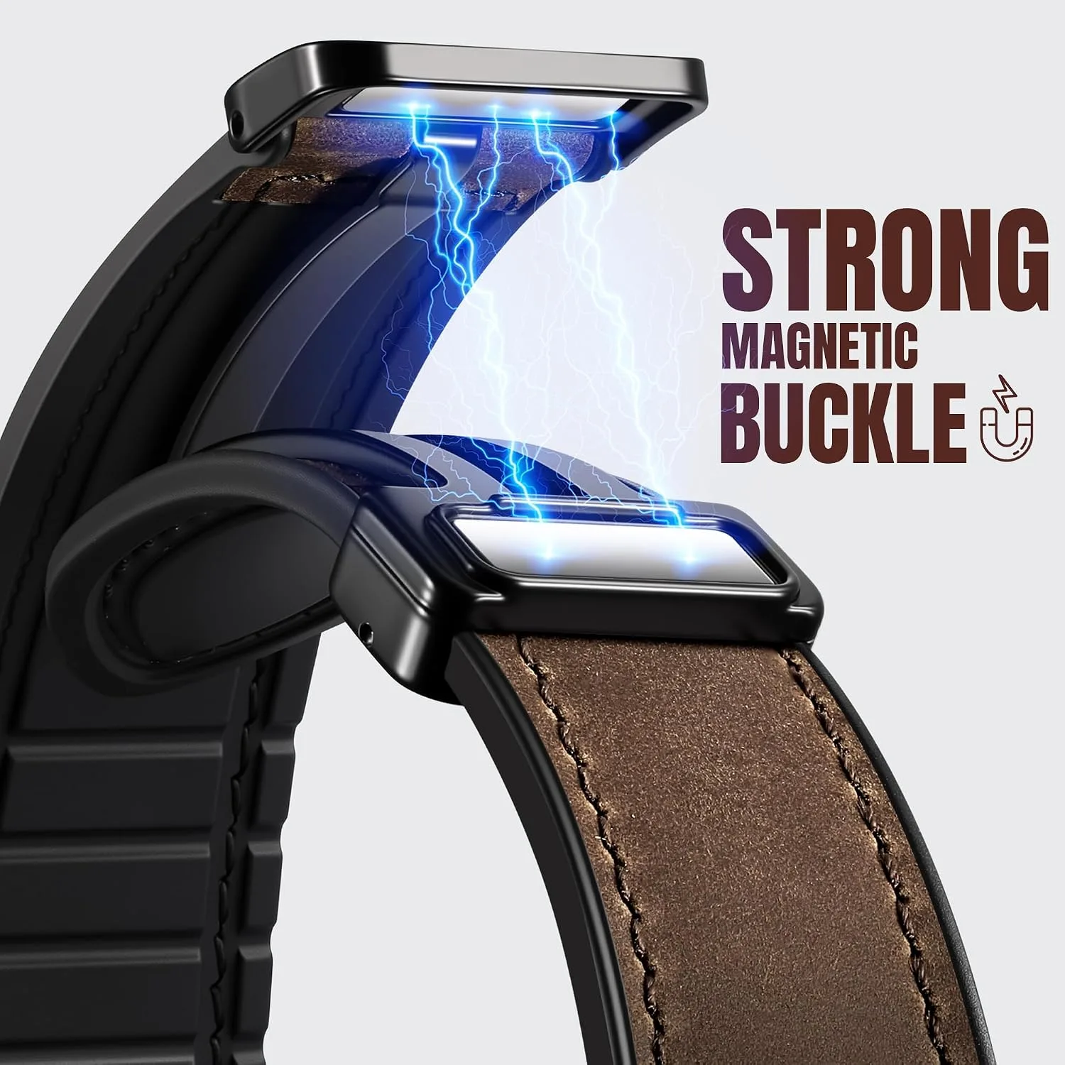 Charlam Magnetic Leather Bands Compatible with Samsung Galaxy Watch 7 Band 6 5 4 FE Active 2 40mm 44mm/Watch 6/4 Classic/Watch 5 Pro/3, 20mm Genuine Leather Straps for Samsung Watch Bands Men Women