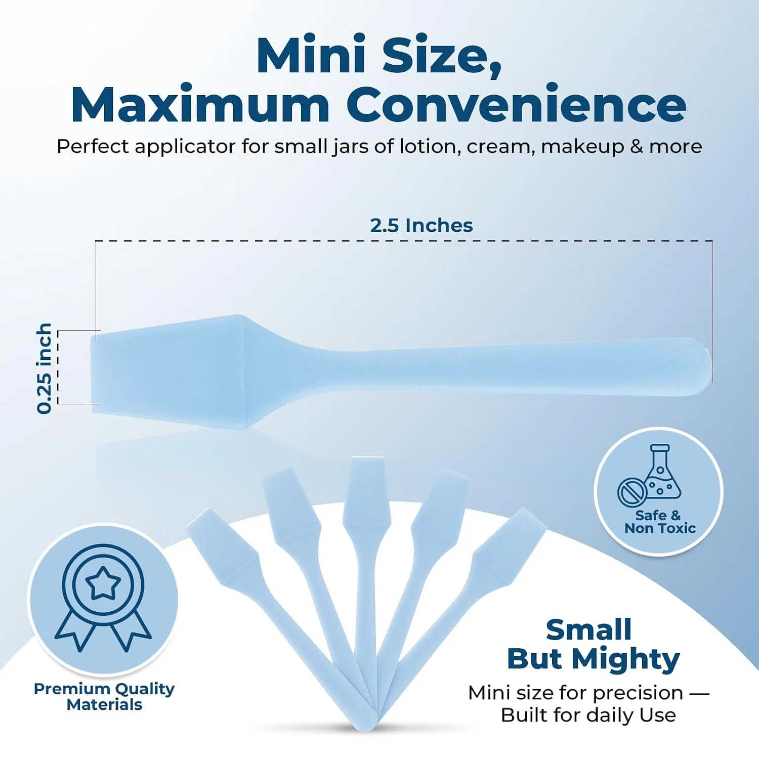 Kopperko Mini Cosmetic Spatula, 2.5 Inch, 100 Pack, Sky Blue