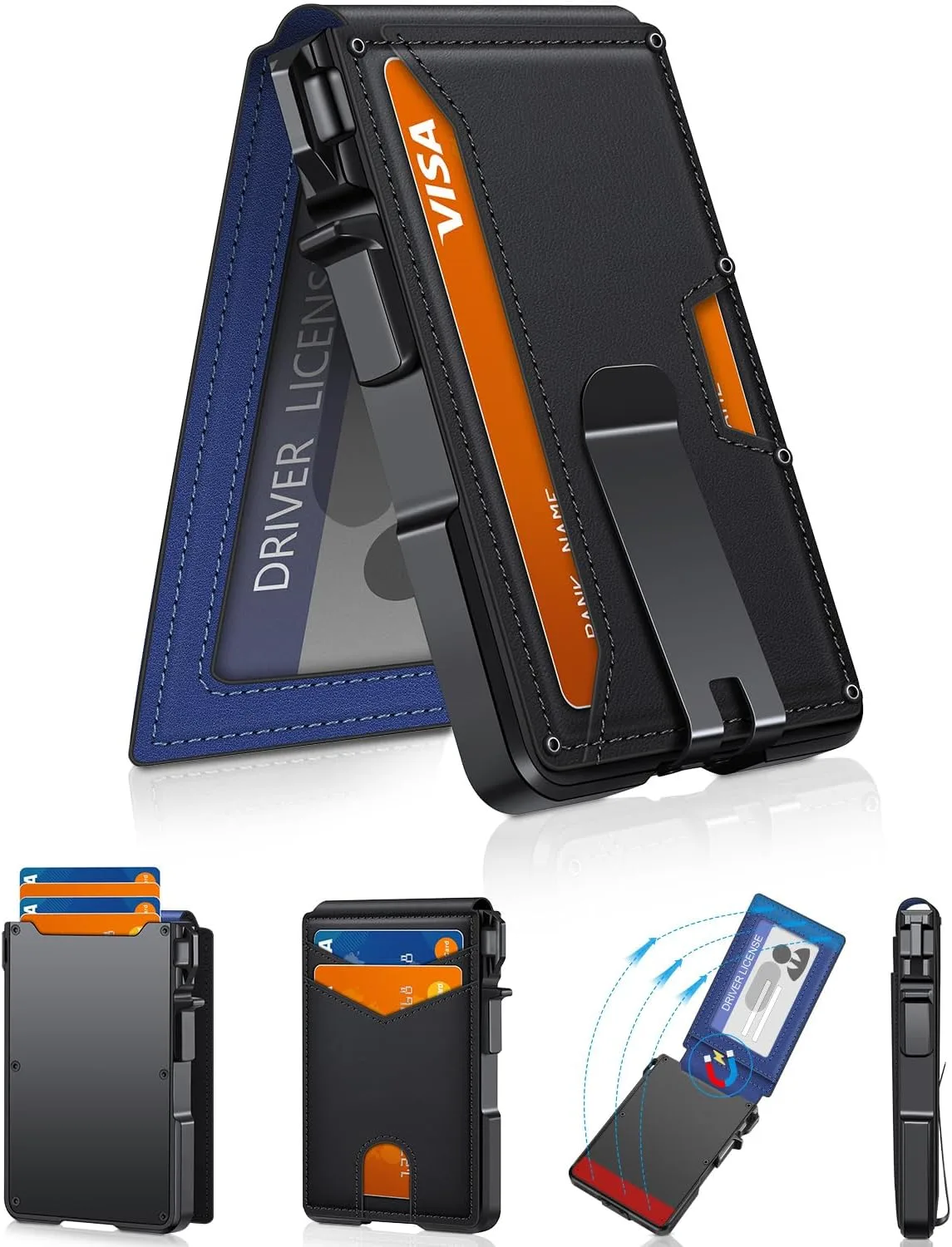 Wallet for Mens Minimalist Wallet 9-13 Cards RFID Blocking Slim Wallet