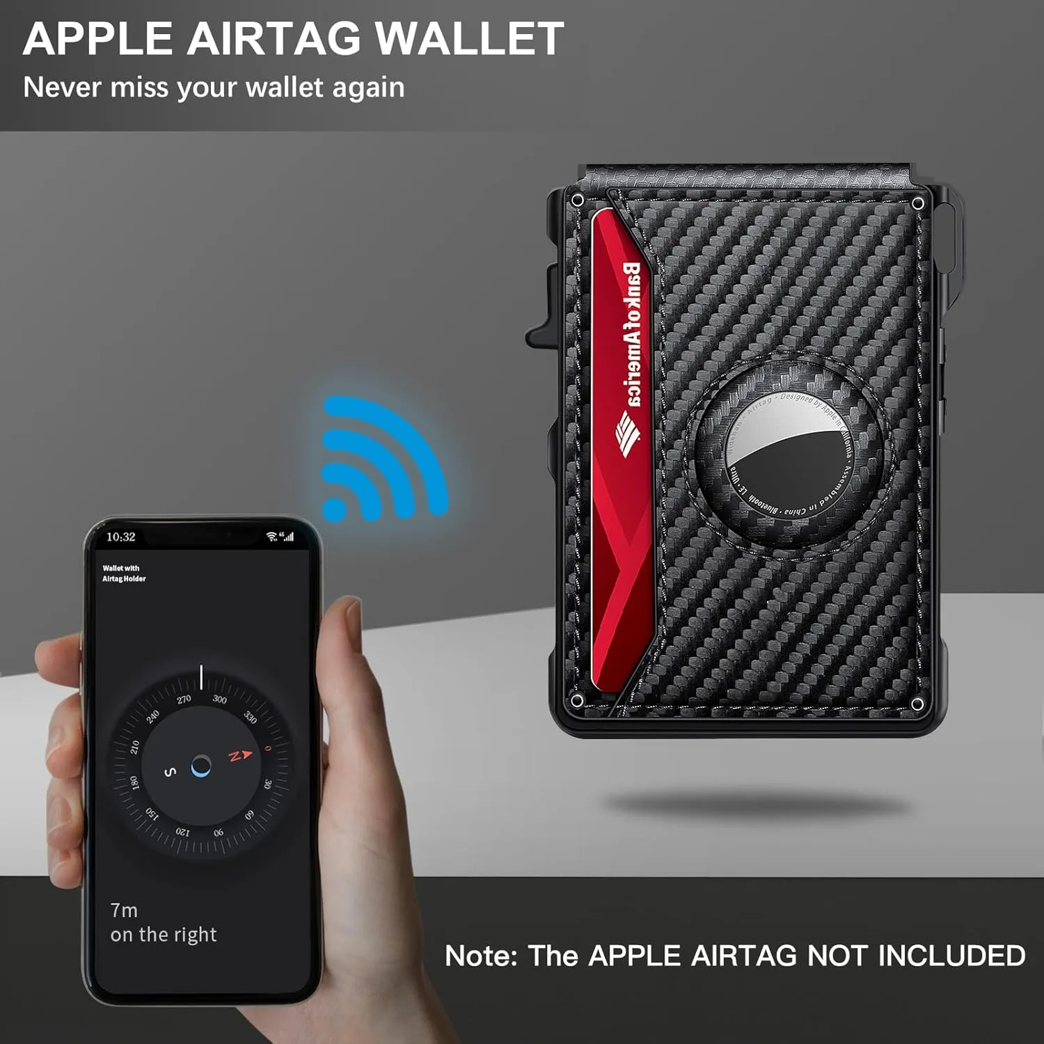 Airtag Wallet for Men Smart Wallet for Air Tag RFID Blocking Minimalist