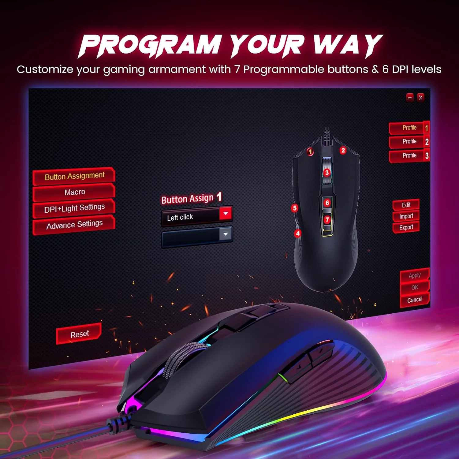 Wired Gaming Combo, 104 Keys, Rainbow Backlit, 4200 DPI, for PC/Mac/Xbox