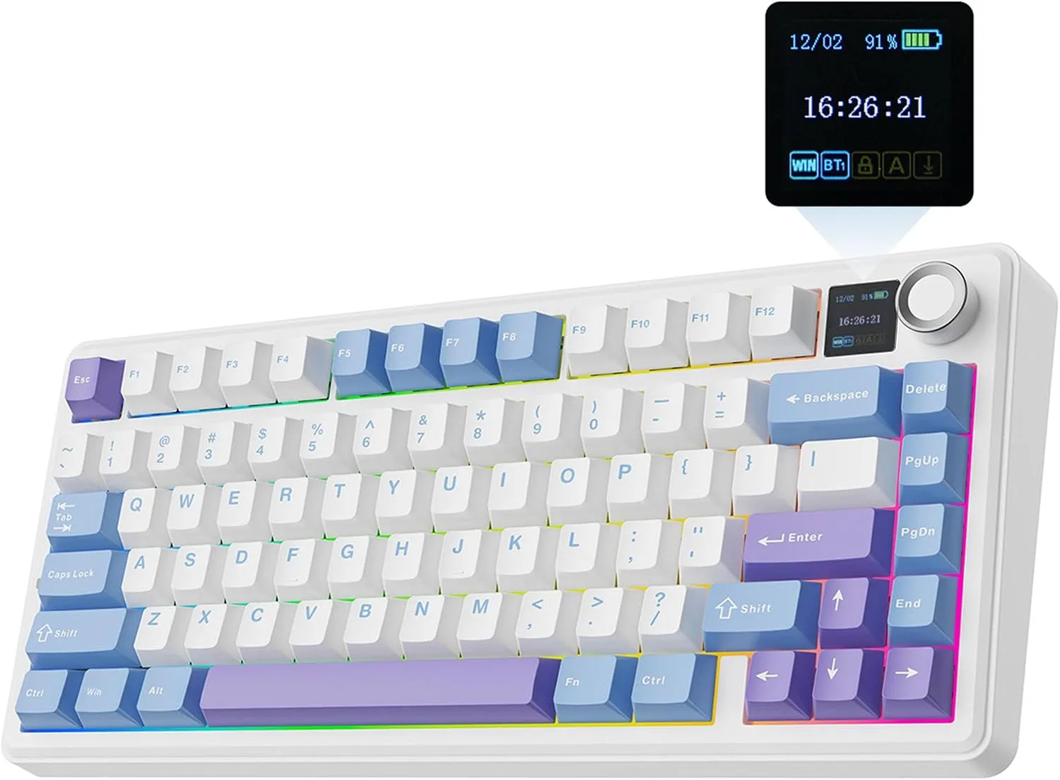Teclado Gamer Epomaker X Aula F75 MAX Mecánico Inalámbrico 75% con Pantalla TFT y Perilla