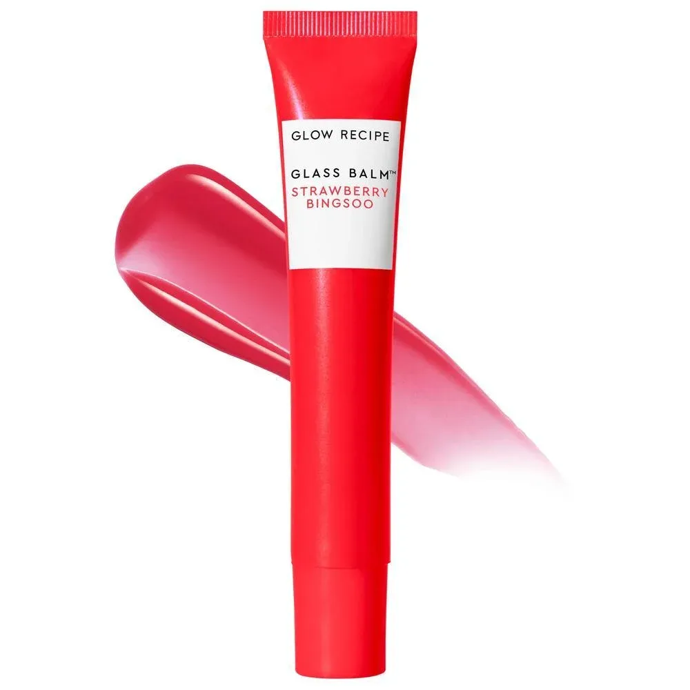 Glass Balm Tratamiento Labial para Brillo e Hidratación - Ice Bingsoo clear - Strawberry Bingsoo sheer pinky-red