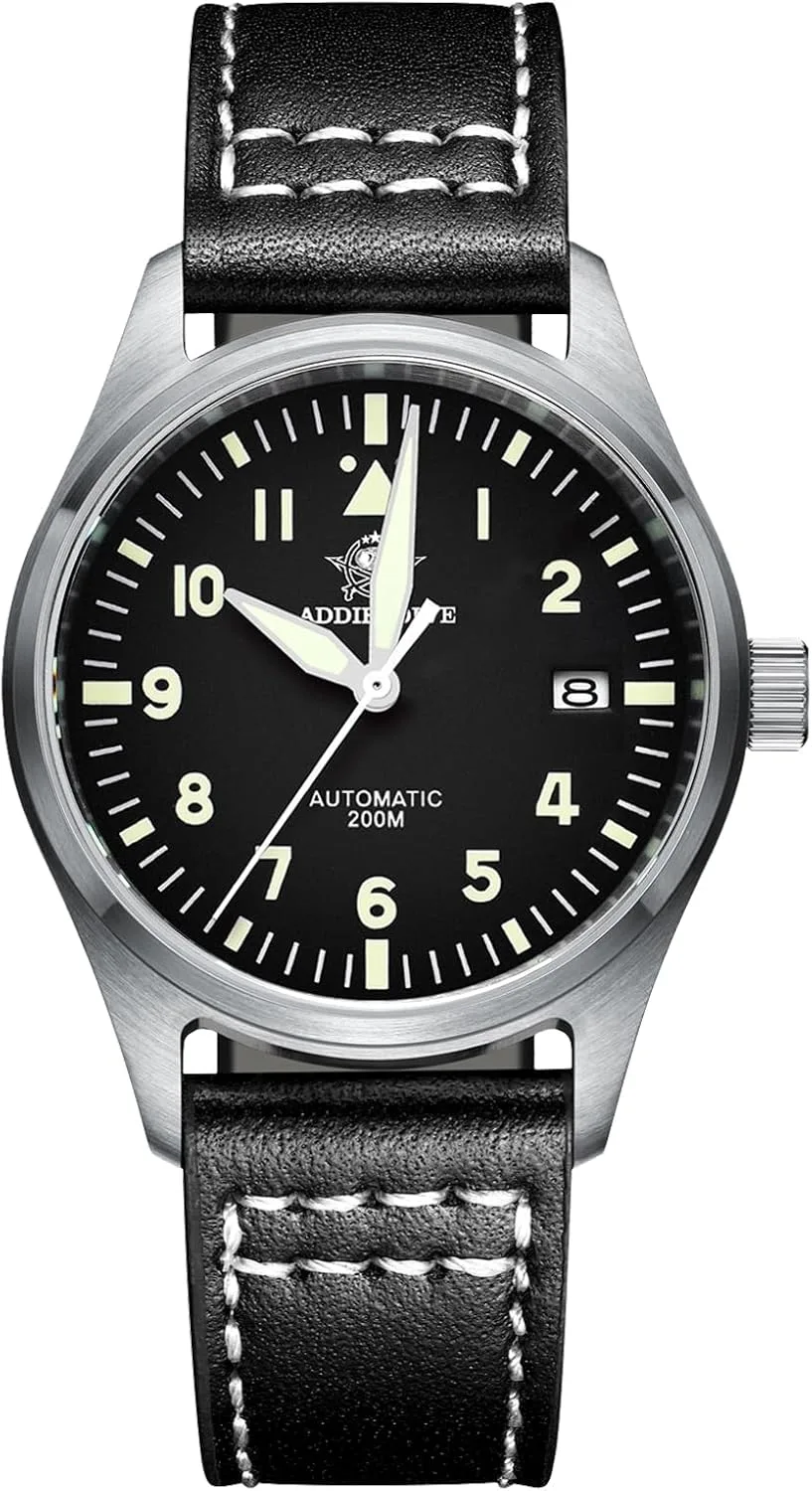 ADDIESDIVE Automatic Watches for Men Stainless Steel Diver 200 M Luminescent Analog Business Casual Dress Watch Men