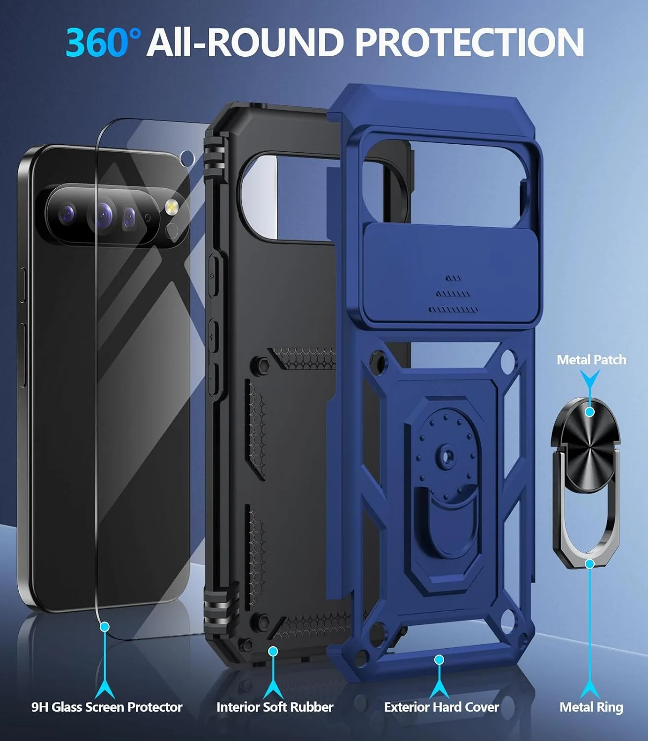 Taisairu for Google Pixel 11 Pro XL Case with Screen Protector,Blue