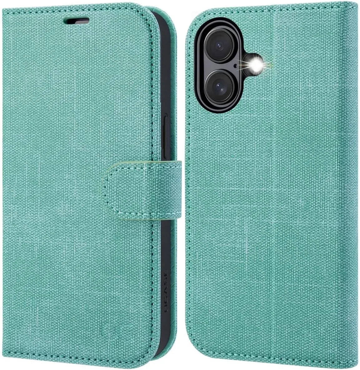 OCASE for iPhone 16 Wallet Case, Card Holder, Denim Green